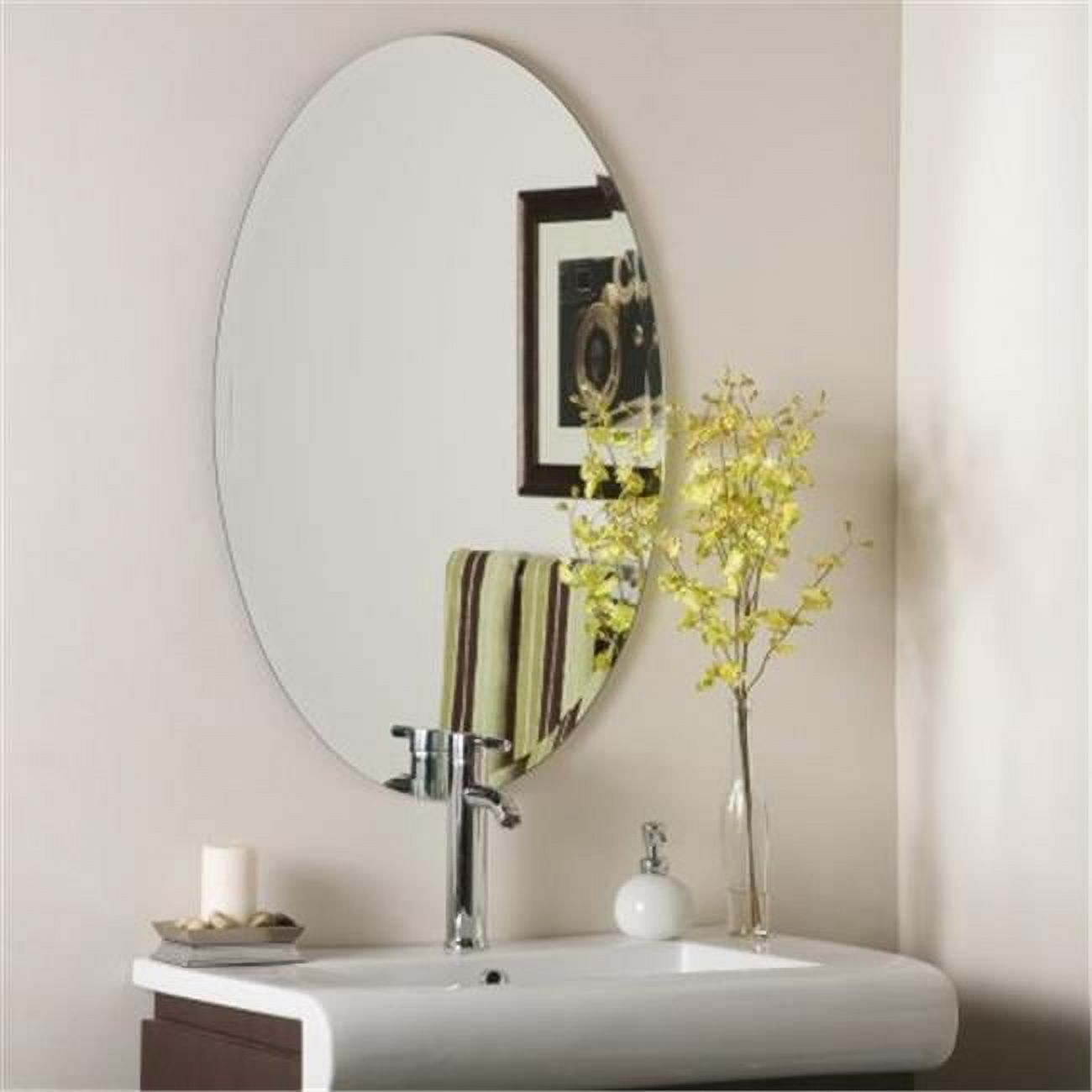 Elegant Oval Frameless Vanity Mirror with Deep Bevel