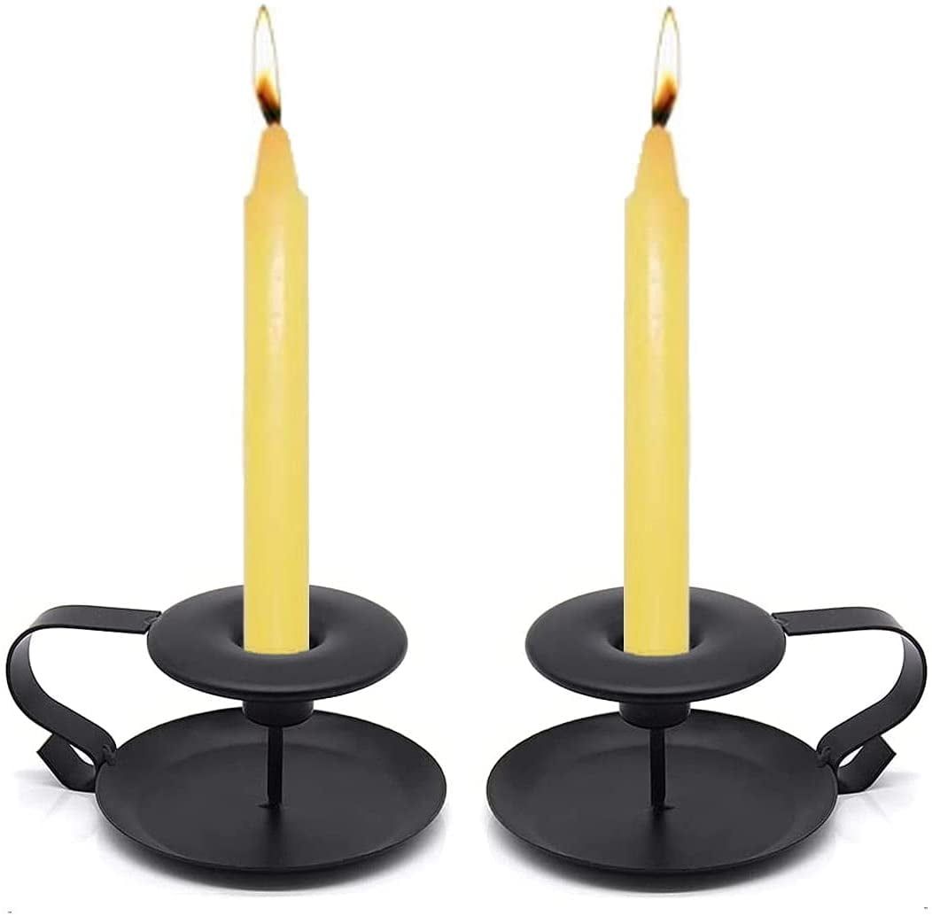 Black Iron Vintage Taper Candle Holders Set of 2