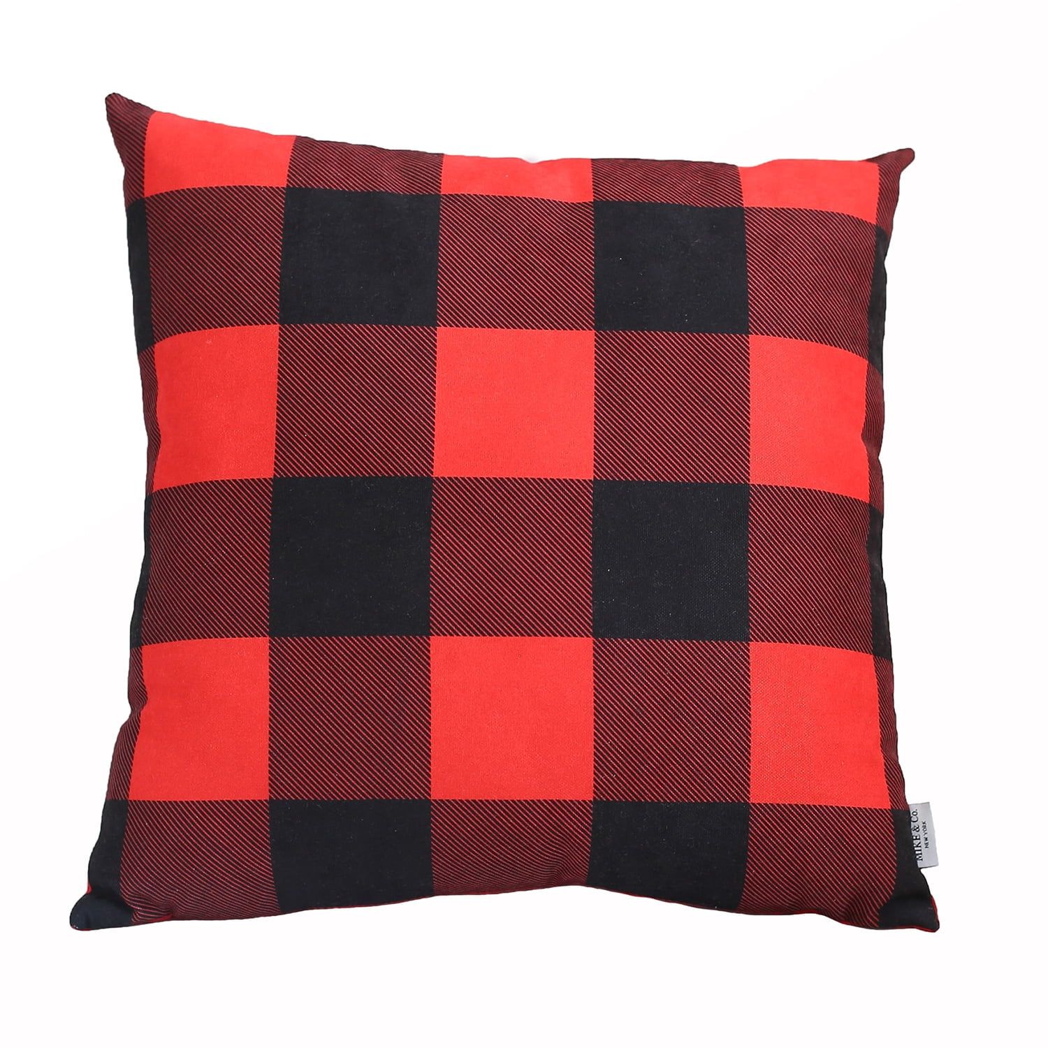 Red and Black Plaid Polyester Christmas Throw Pillow Cover 18" x 18"