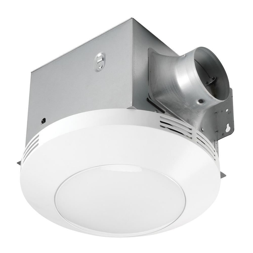 White Round 80 CFM Ceiling Mount Bathroom Exhaust Fan with LED Light