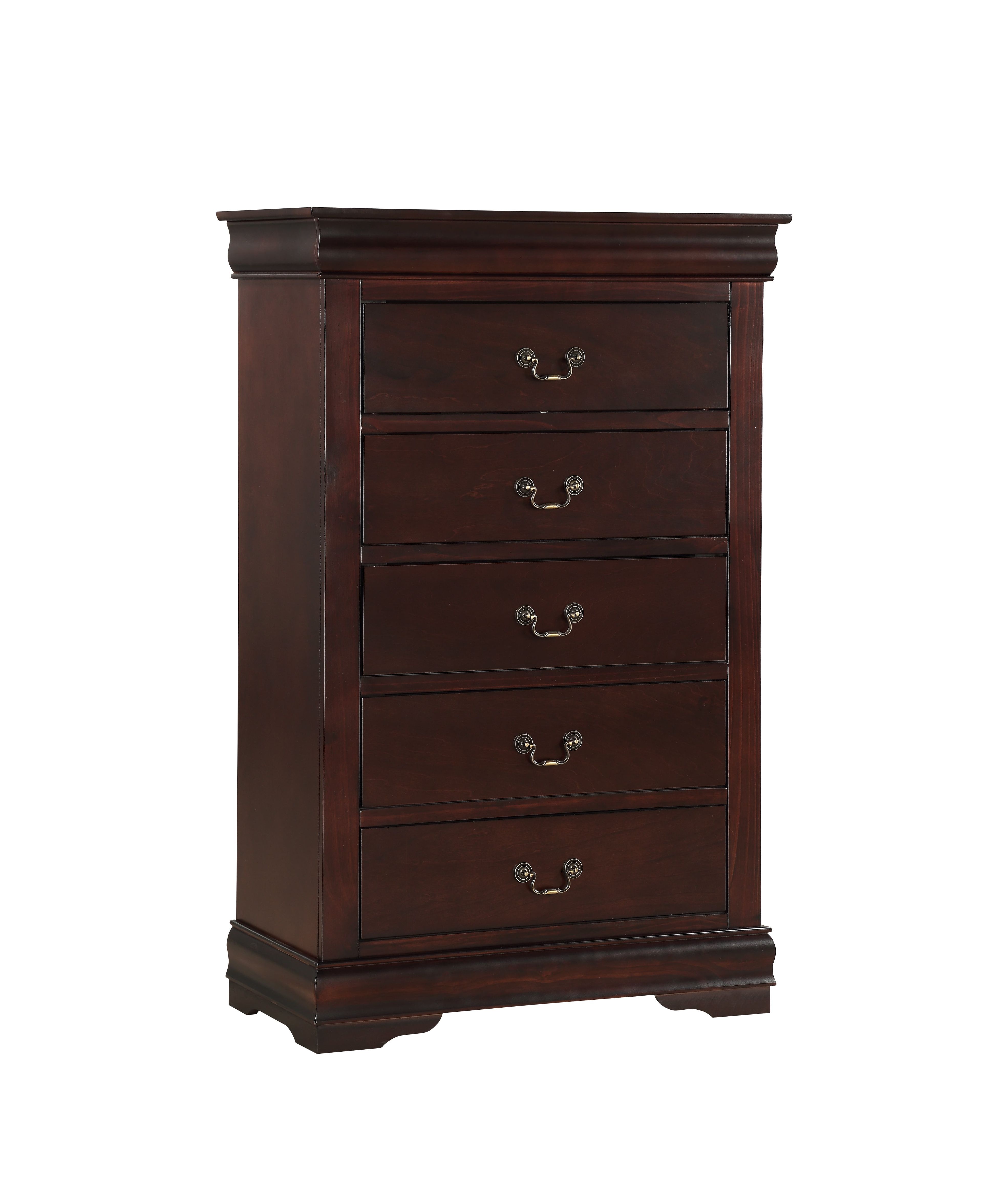 Louis Philip Dark Brown Solid Wood Chest with Soft Close Drawers