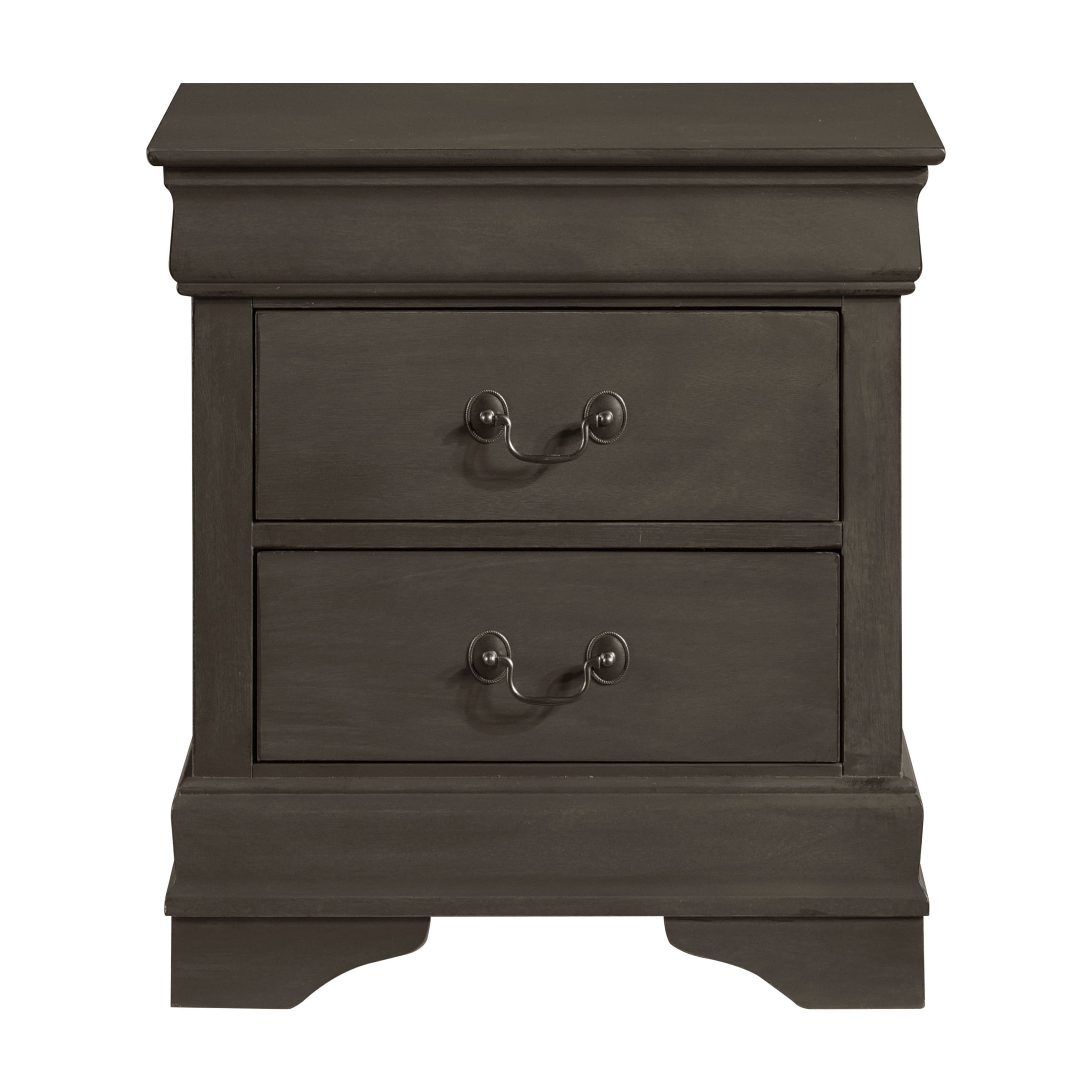 Elegant Mayville 2-Drawer Nightstand in Stained Gray, Traditional Design