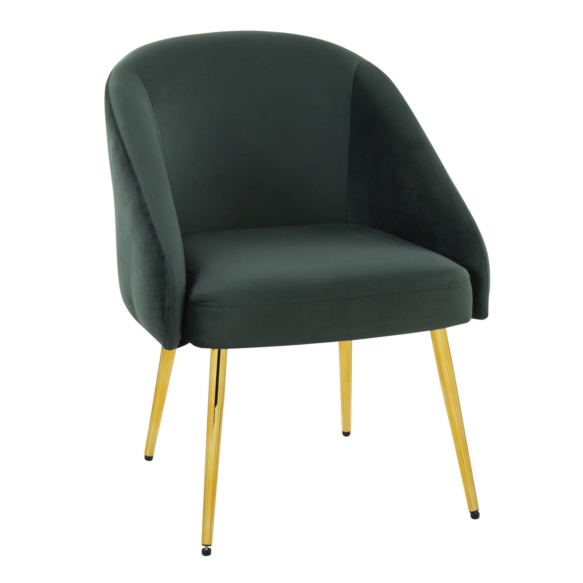 Shiraz Green Velvet and Gold Metal Accent Chair