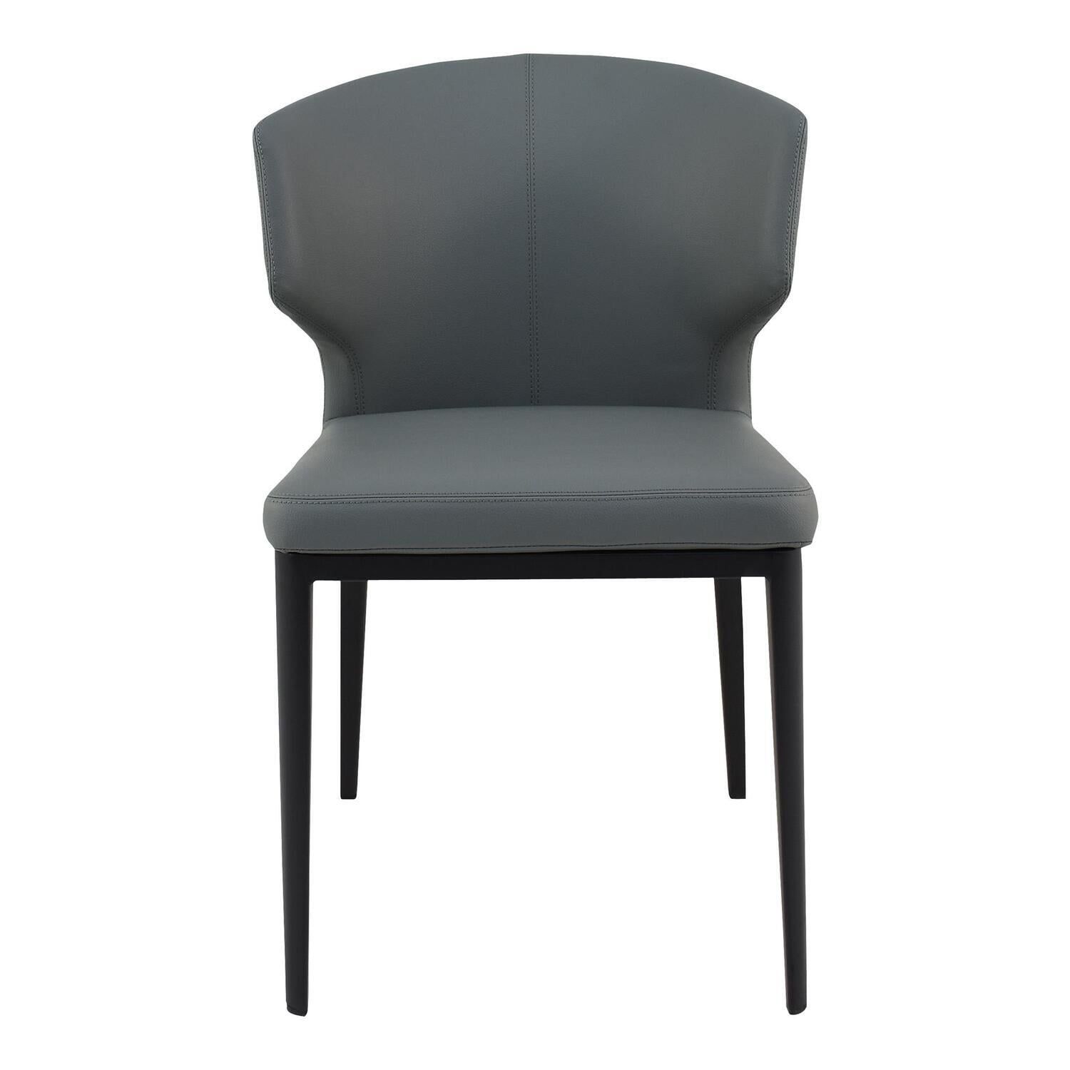 Delaney Contemporary Gray Vegan Leather Upholstered Side Chair - Set of Two