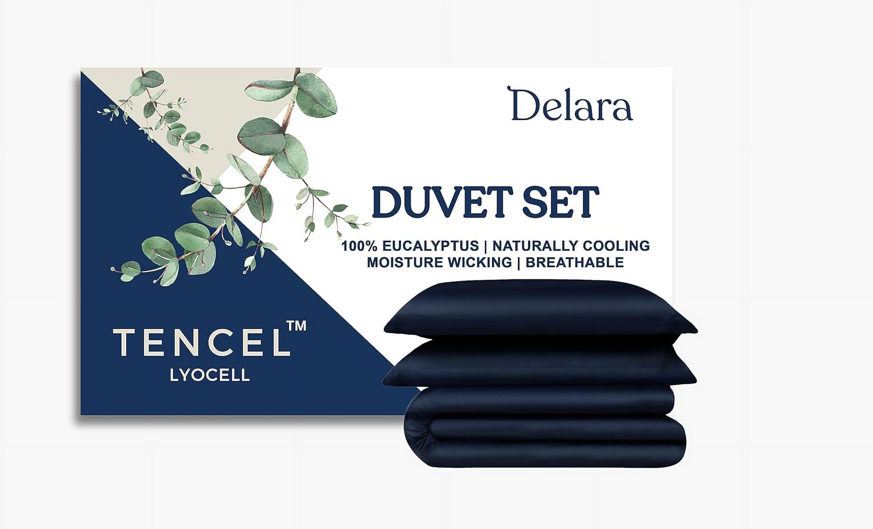 Delara Queen Carbon Eucalyptus Lyocell Tencel Duvet Cover Set