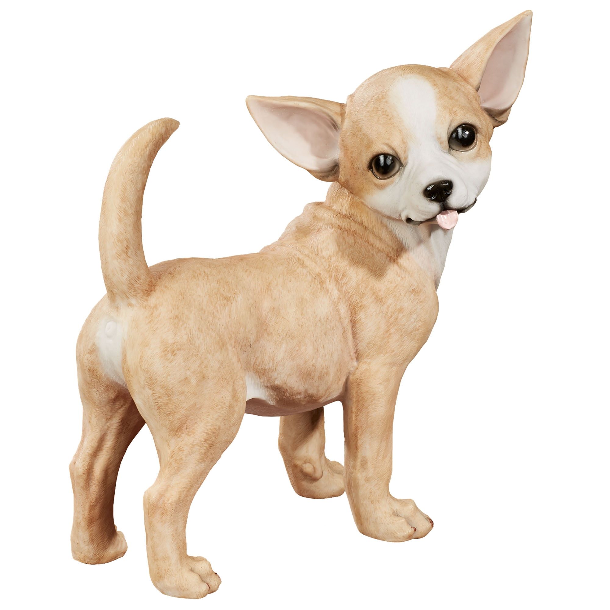 Tawny and White Resin Chihuahua Dog Tabletop Statue