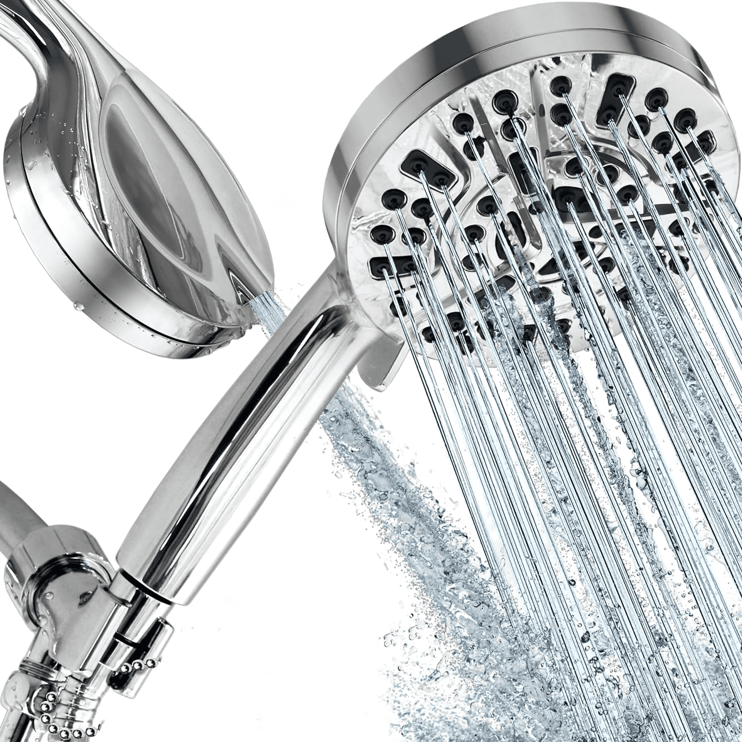 Chrome 10-Function High Pressure Handheld Shower Head with Hose