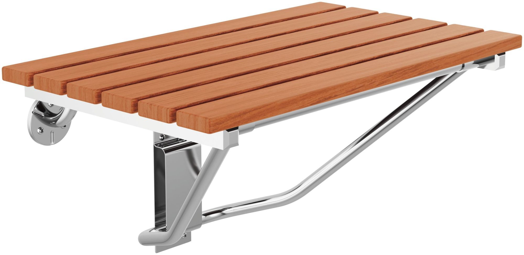 Teak and Chrome Foldable ADA Shower Seat