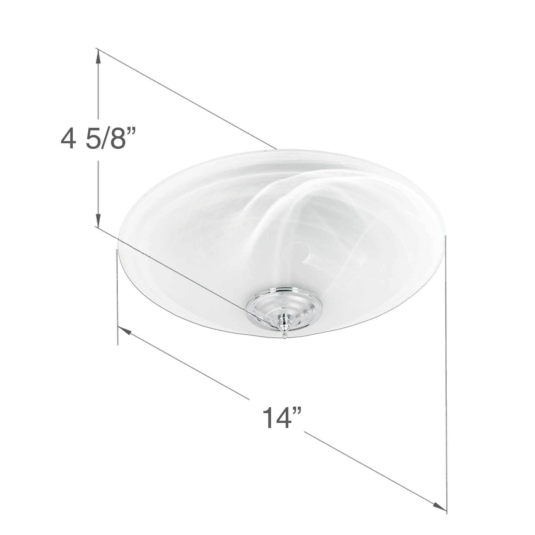 White Frosted Glass 14" Ceiling Mount LED Bathroom Fan