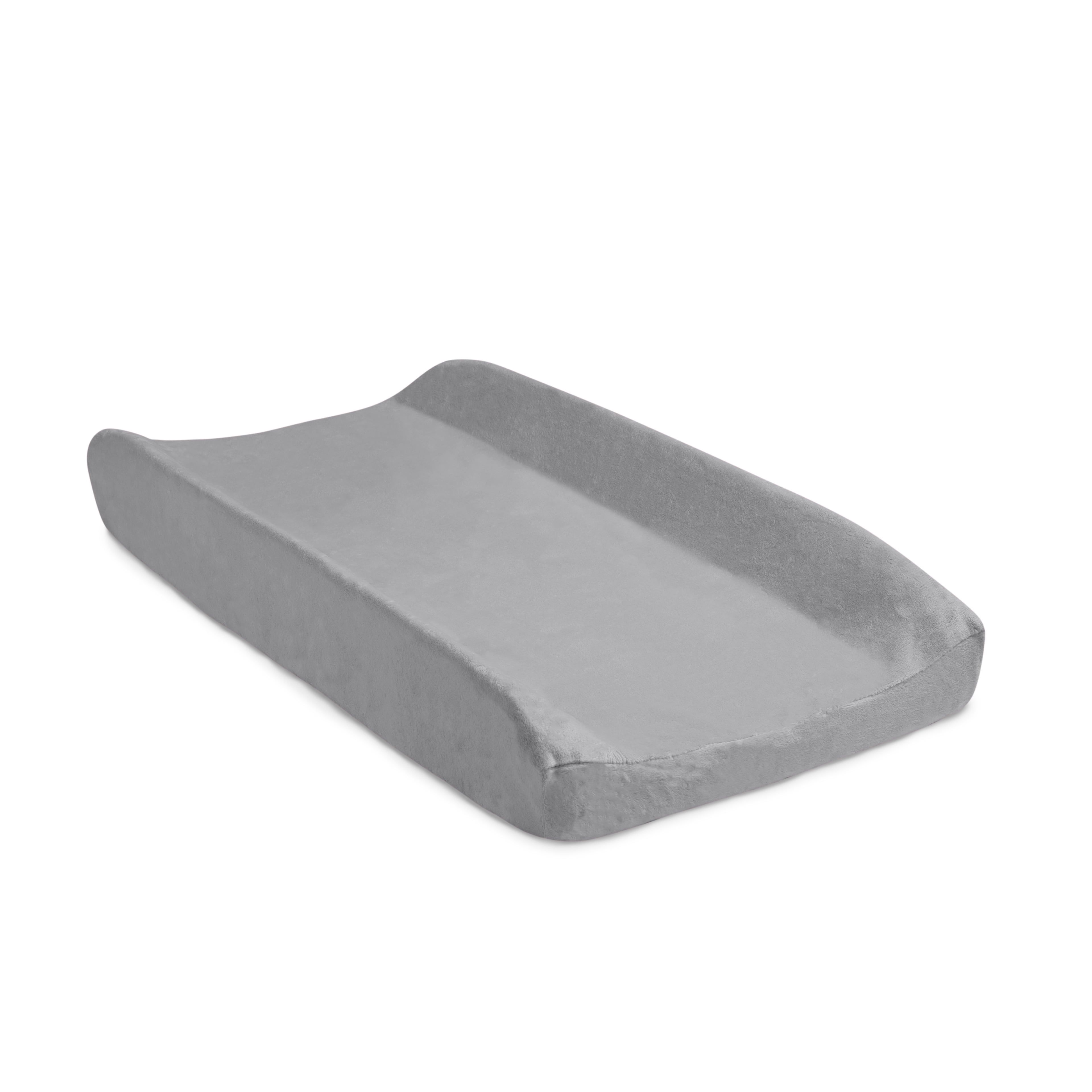 Gray Contoured Baby Changing Pad with Plush Cover