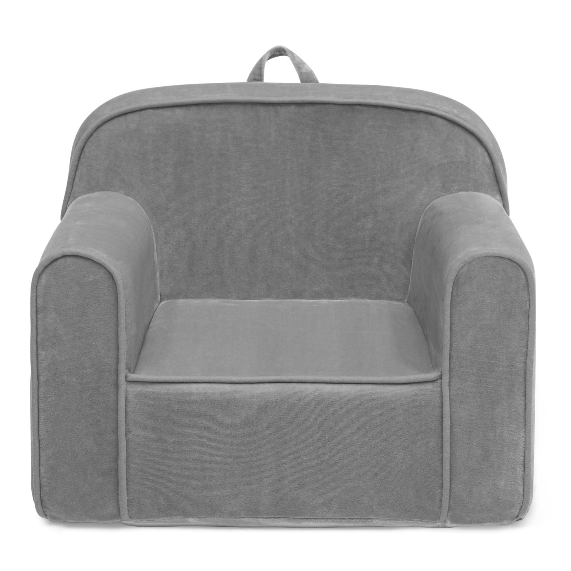 Grey Mink Velvet Foldable Kids Armchair with Arm Rest