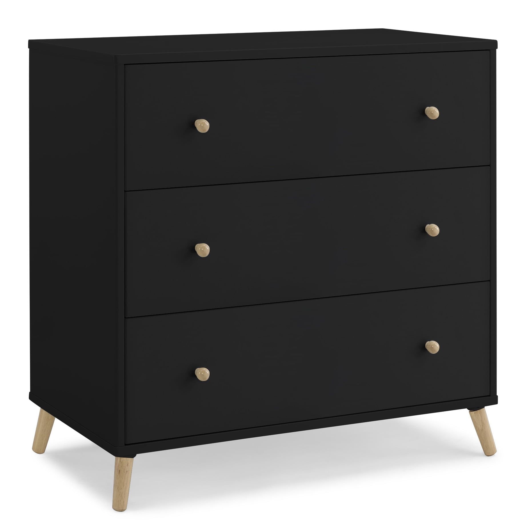 Ebony and Natural 3-Drawer Nursery Dresser with Angled Feet