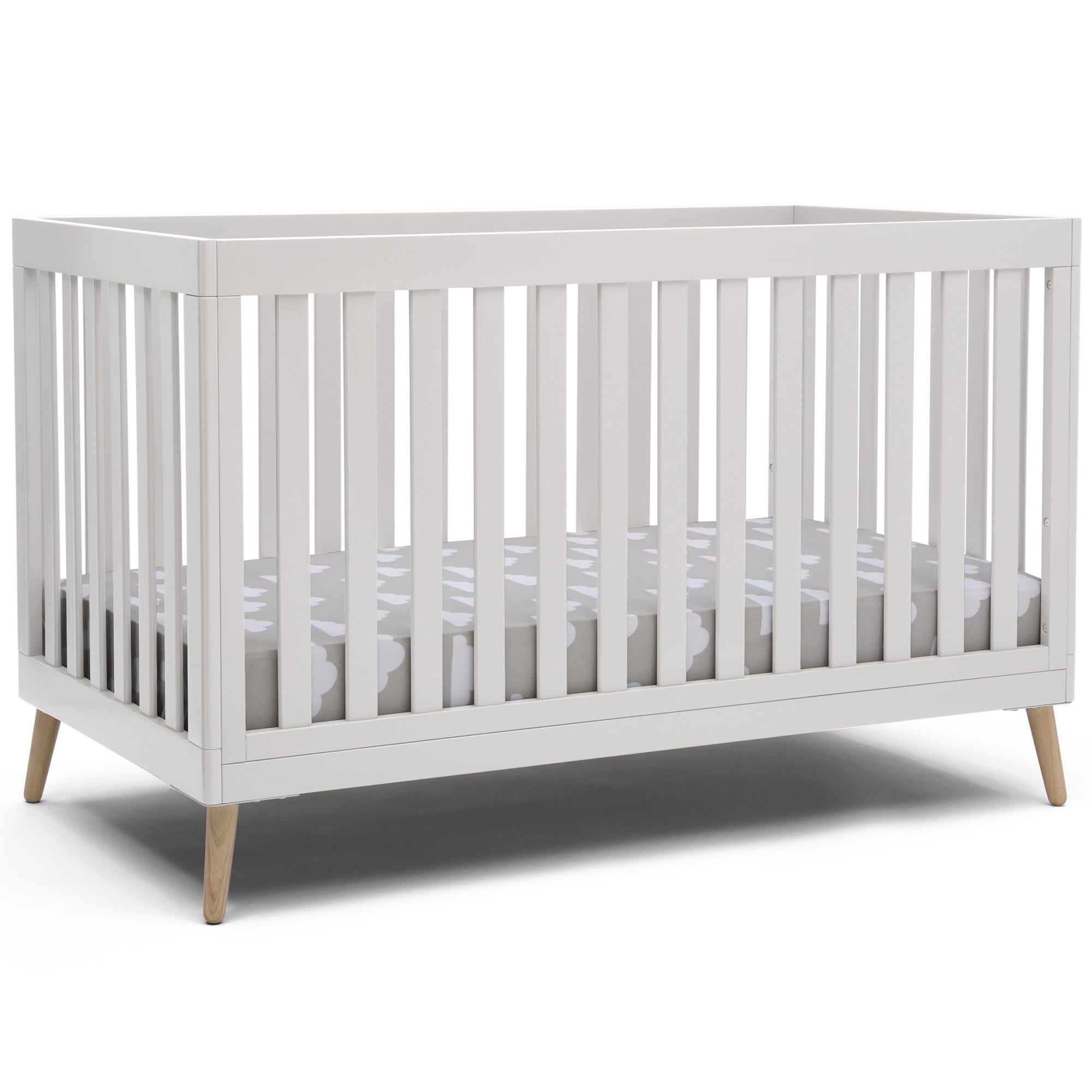 Bianca White and Natural Wood 4-in-1 Convertible Baby Crib