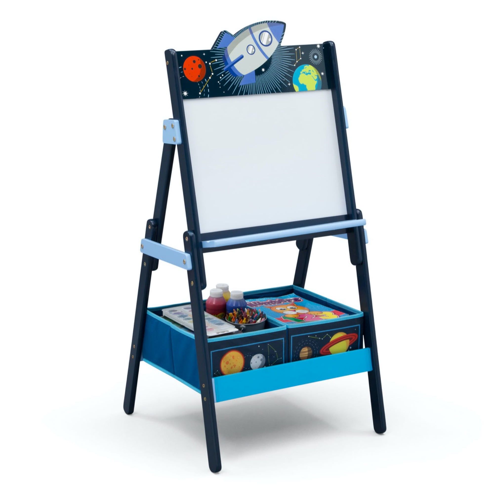 Blue Wooden Space Adventure Activity Easel with Storage