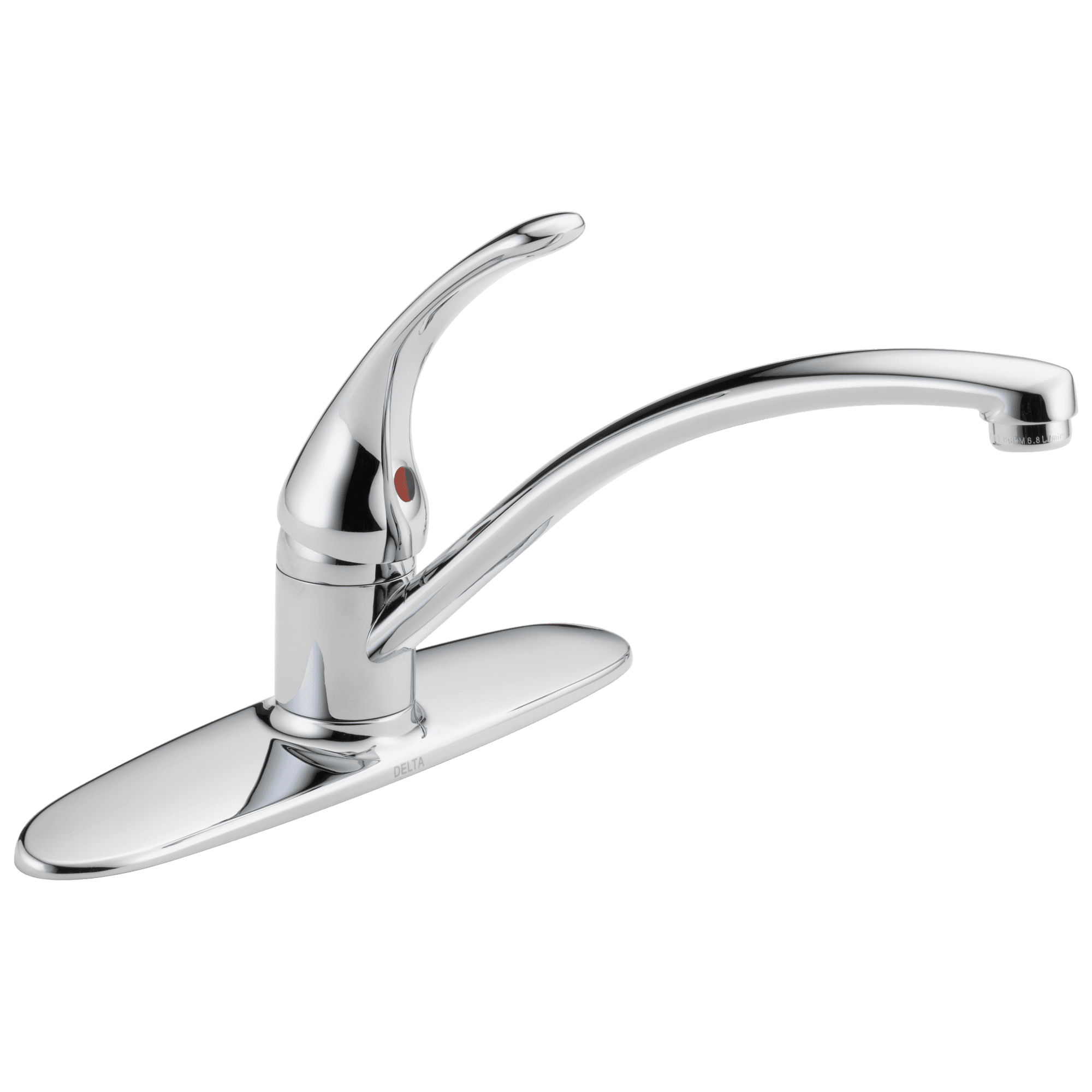 Delta Chrome Single Handle Kitchen Faucet with Swivel Spout