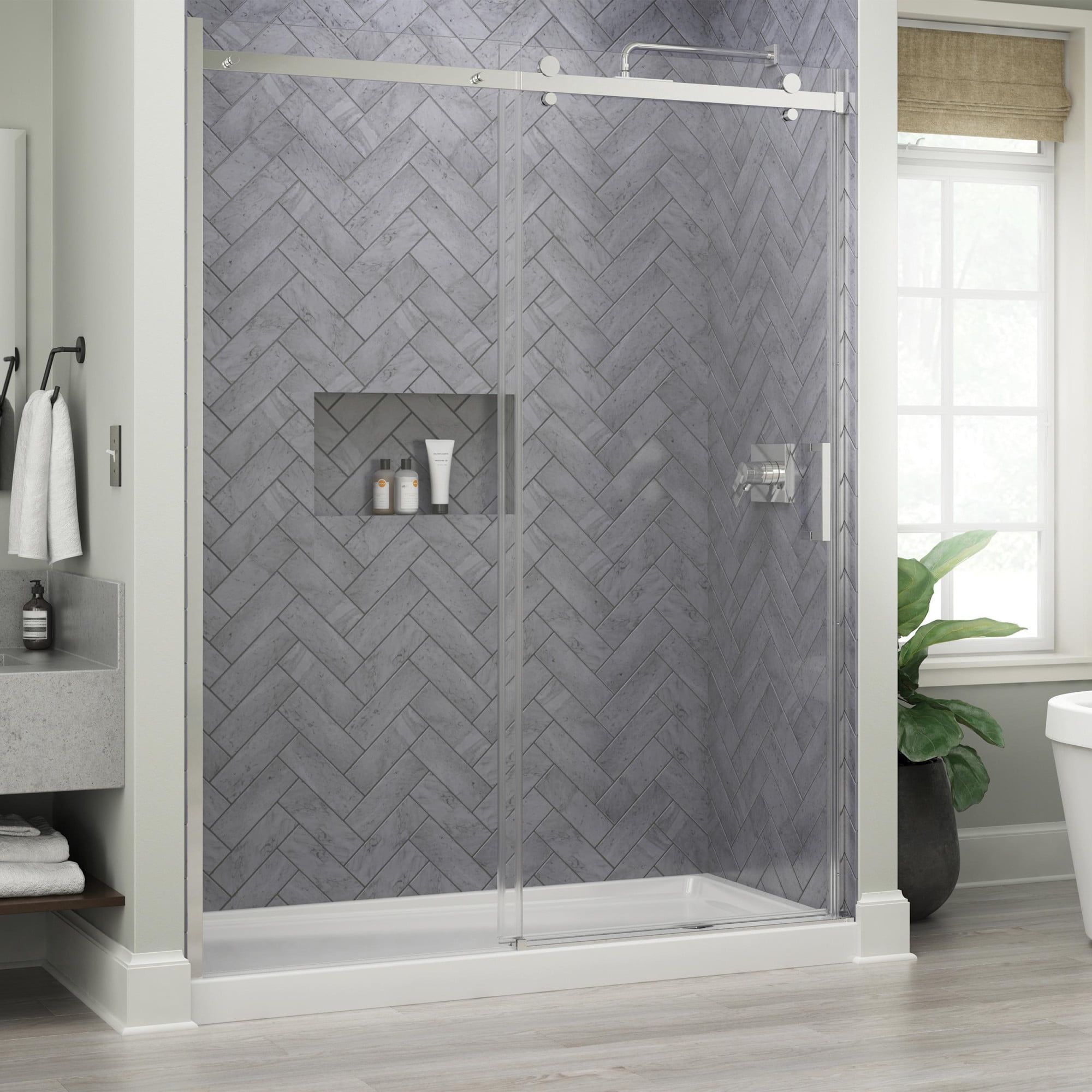 Delta Commix 60" x 76" Frameless Chrome Sliding Shower Door