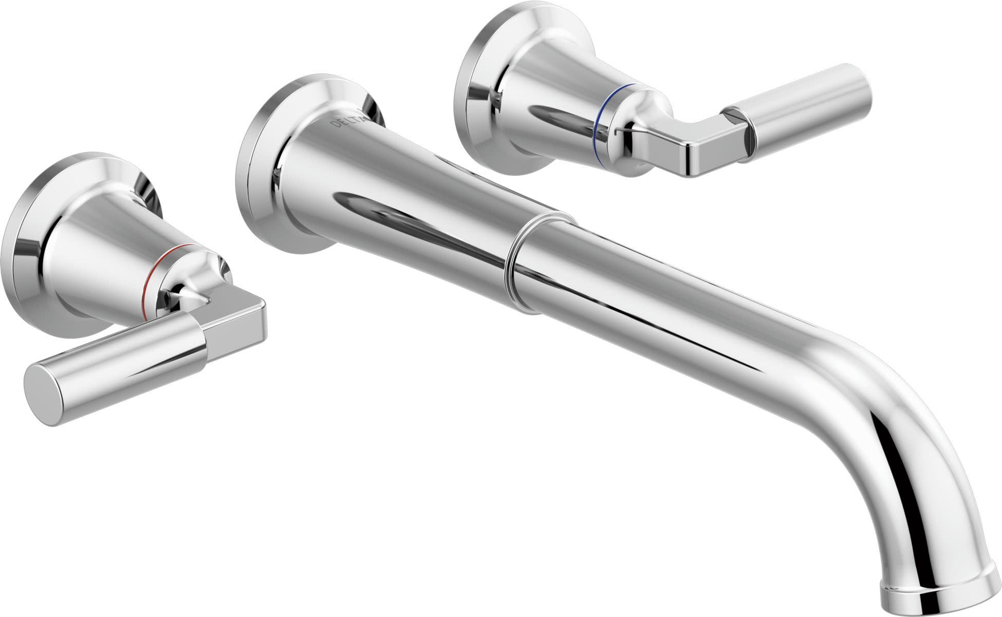 Chrome Wall Mounted Double Handle Tub Filler