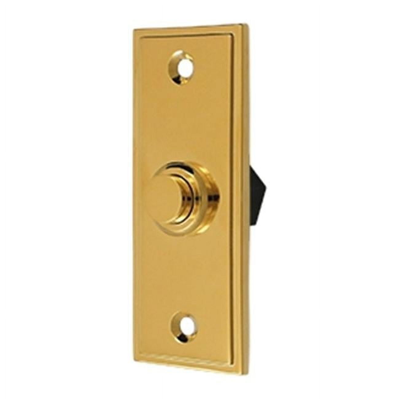 Solid Brass Contemporary Rectangular Doorbell Button in Polished Brass