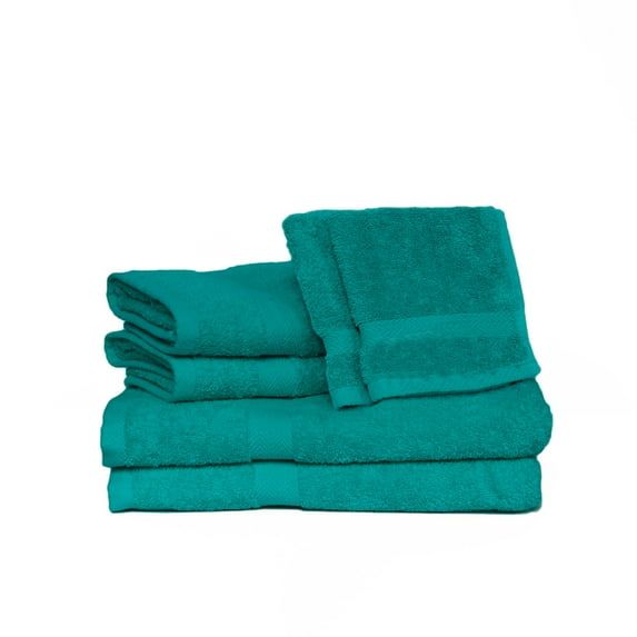 Deluxe Teal Cotton 6-Piece Bath Towel Set