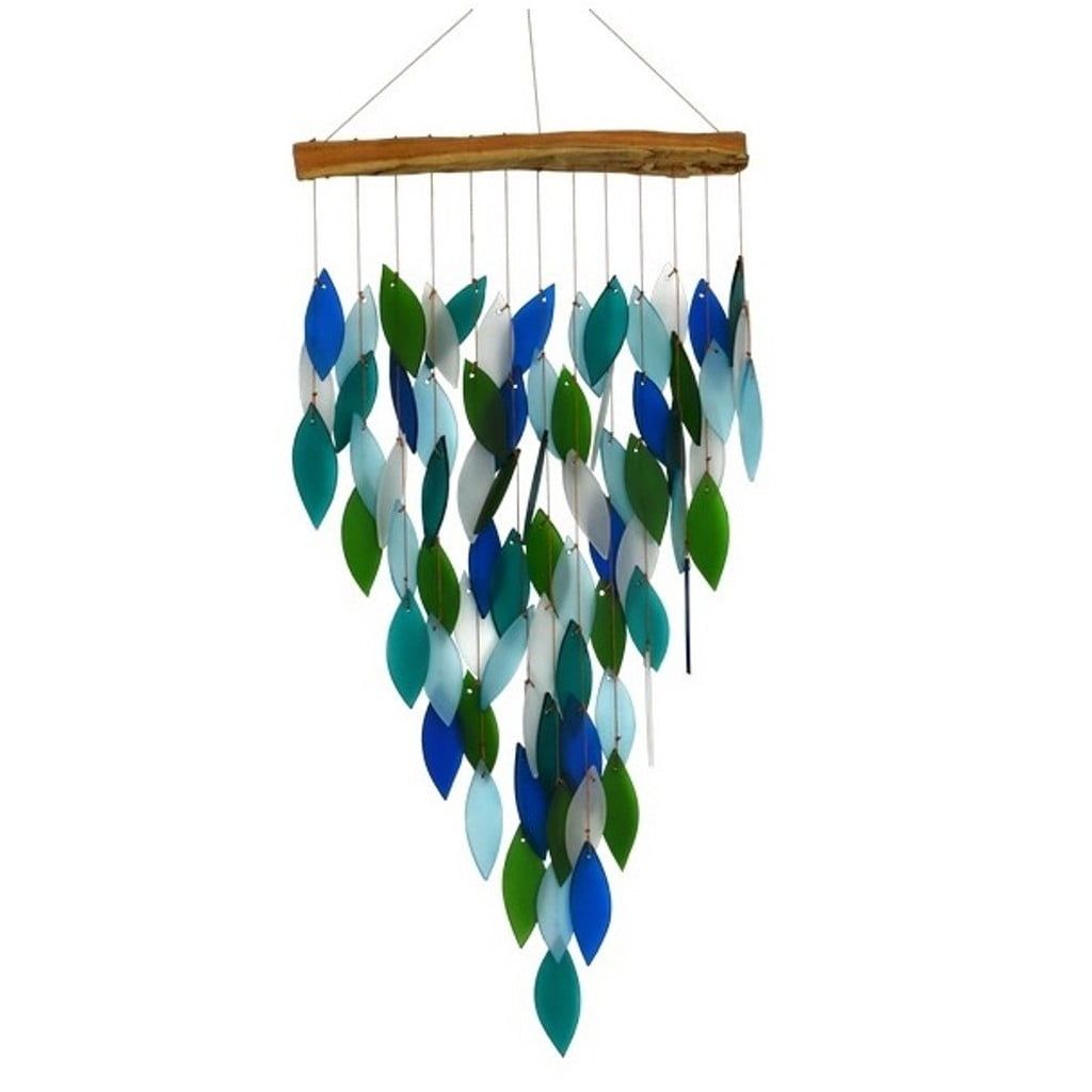 Handcrafted Multi-Color Driftwood and Glass Wind Chime