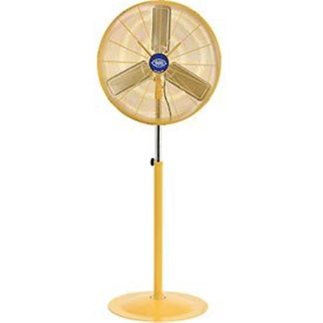 Safety Yellow 30" Industrial Oscillating Pedestal Fan with Adjustable Height