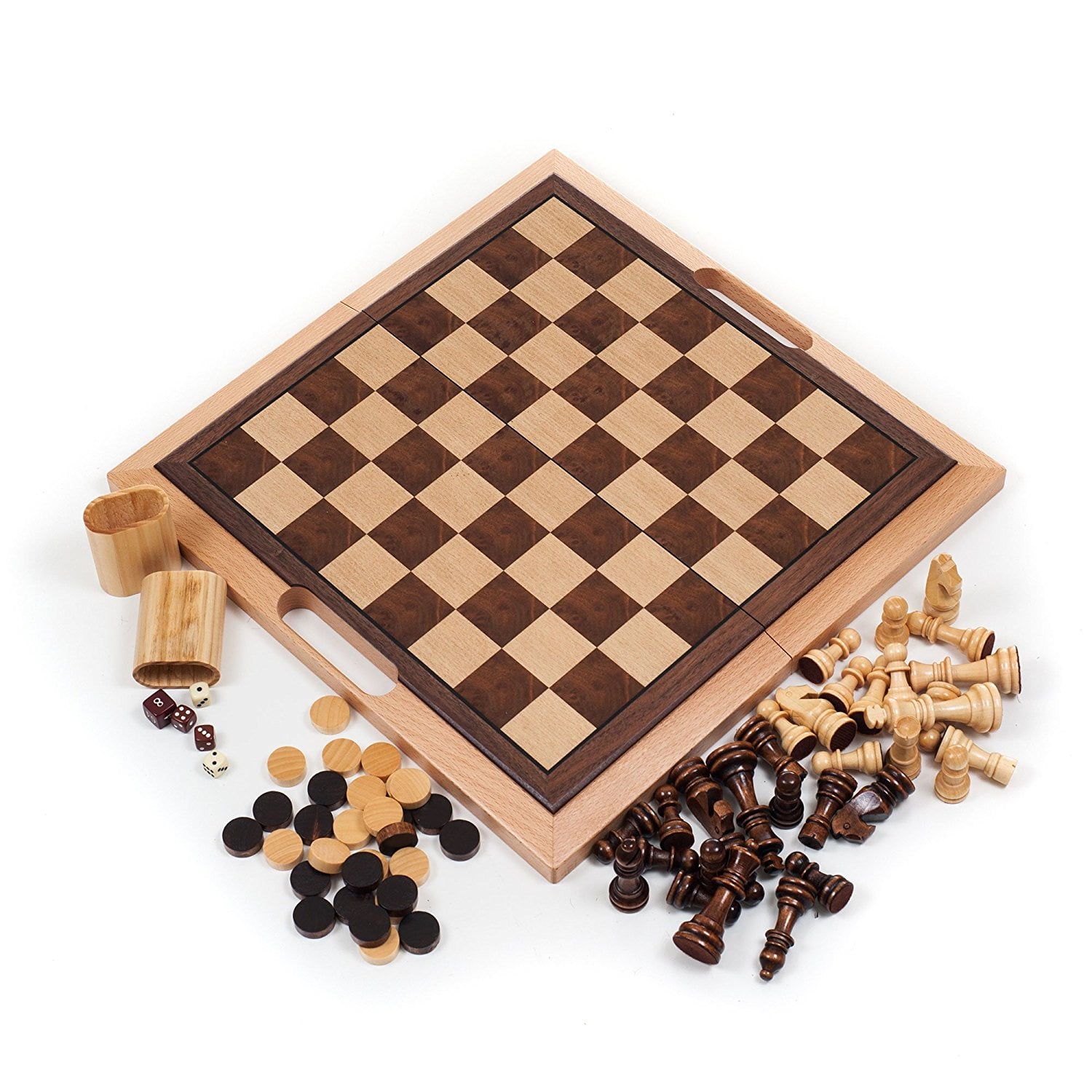 Deluxe Wooden 3-in-1 Chess, Checkers, Backgammon Set