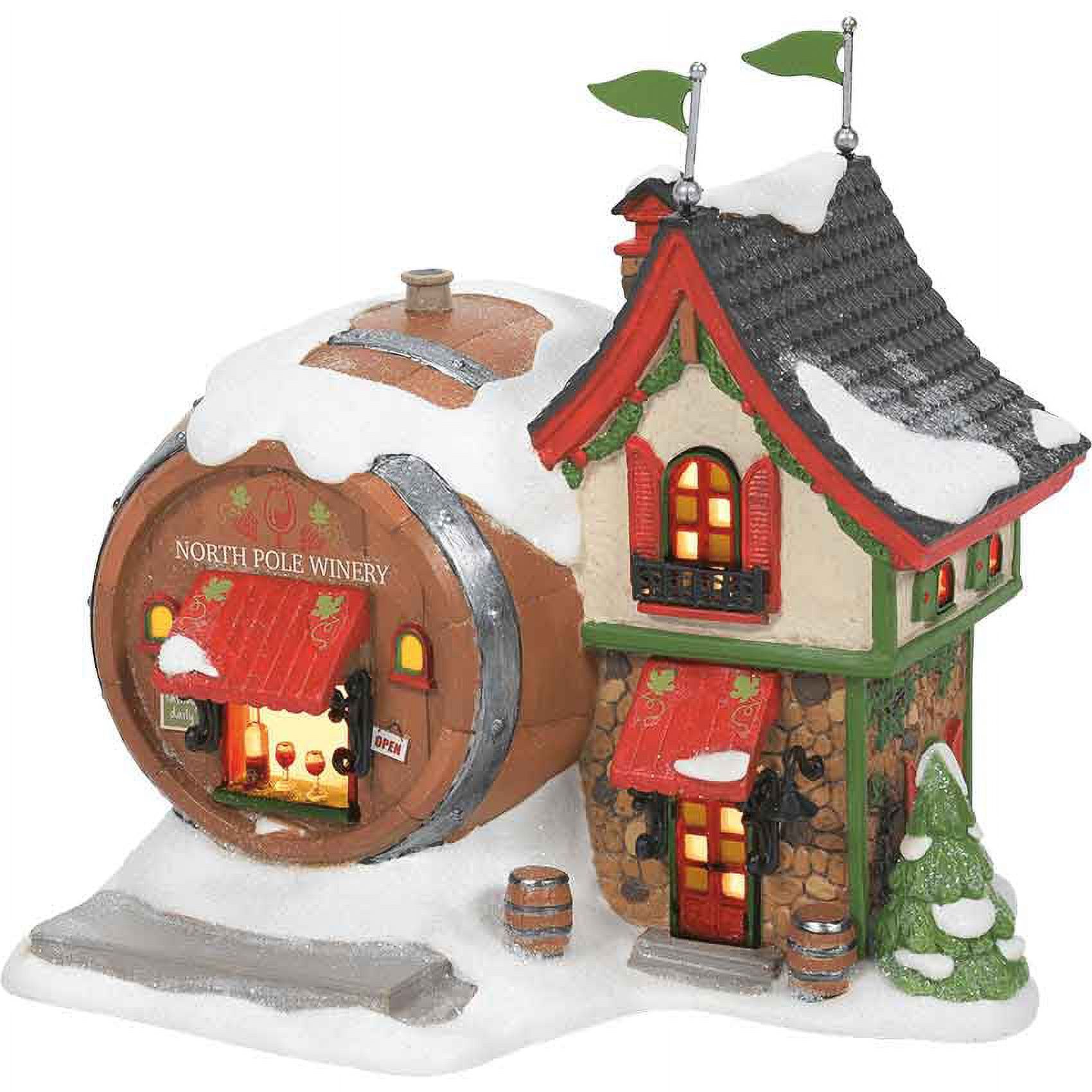 North Pole Winery Lighted Porcelain Christmas Figurine