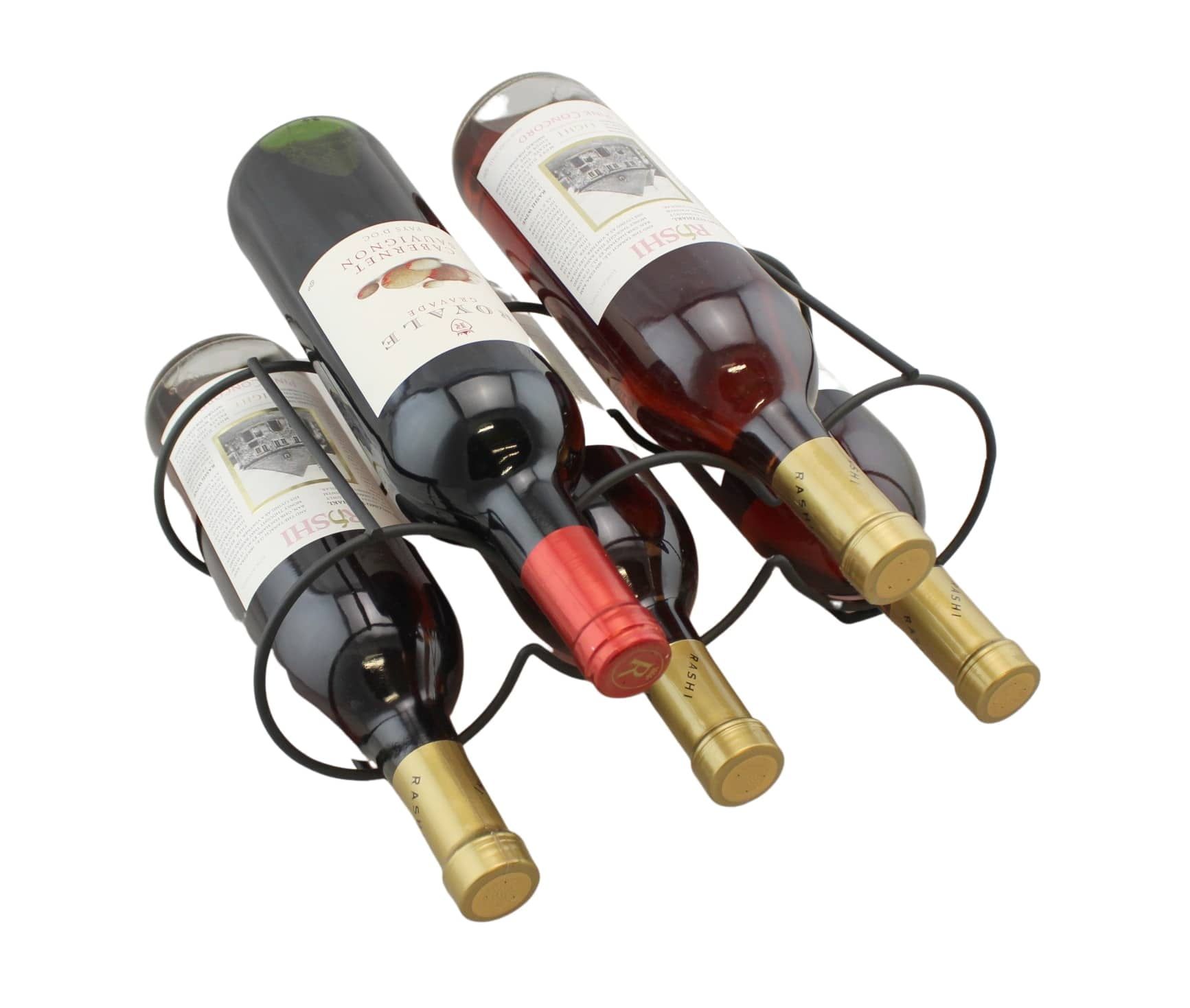 Black Steel Stackable Tabletop Wine Rack for 5 Bottles