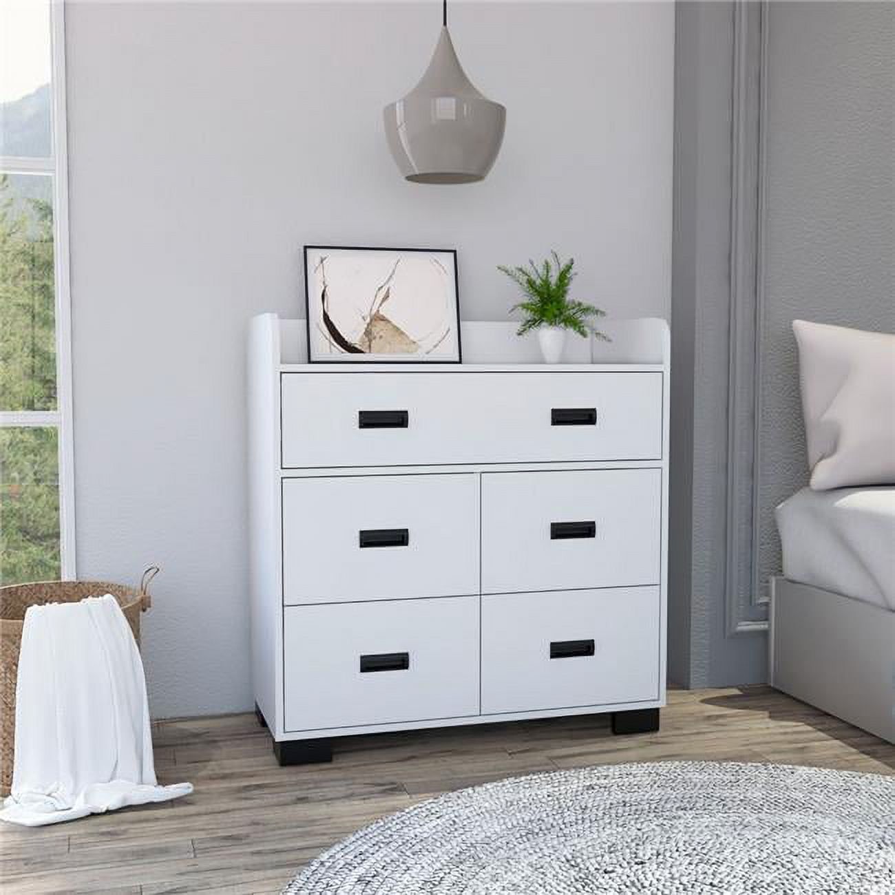 Neptune Rustic White Double Dresser with Spacious Drawers