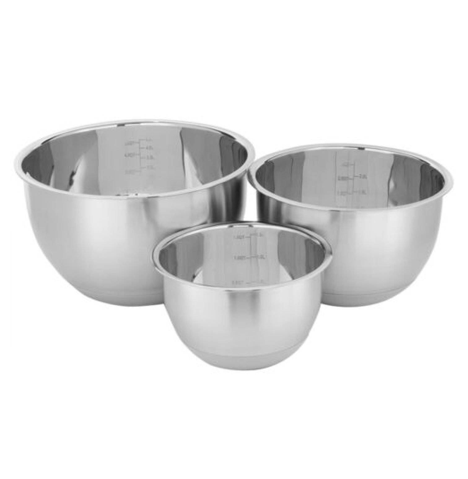 Stainless Steel Nesting Mixing Bowls with Rubber Bottoms, Set of 3