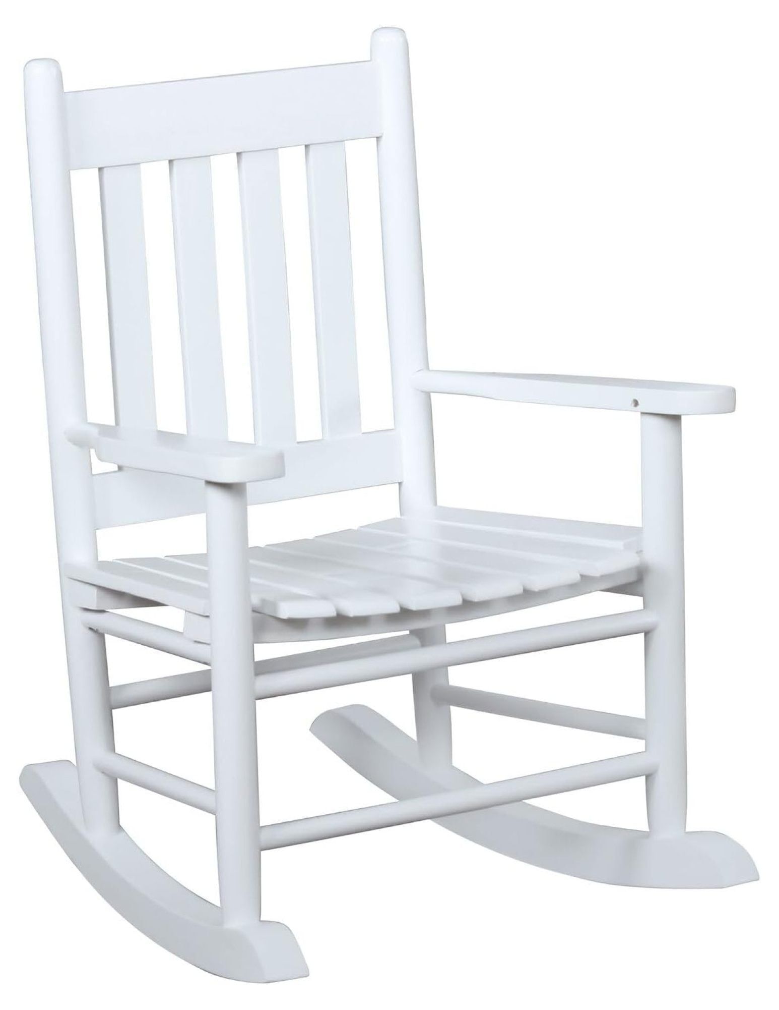 White Solid Wood Slat Back Kids Rocking Chair