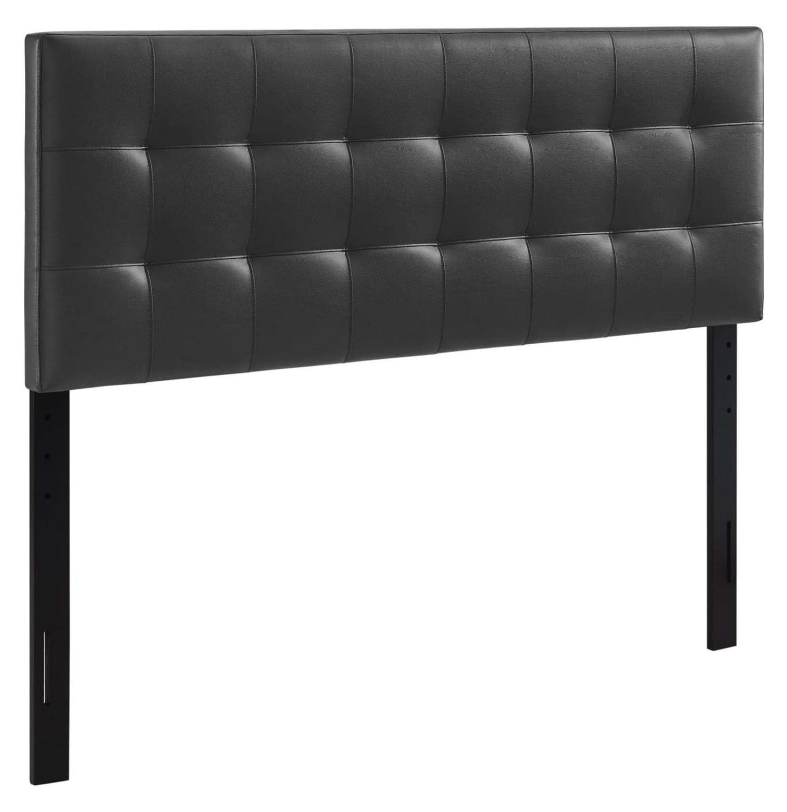 Black Tufted Faux Leather Upholstered Queen Headboard