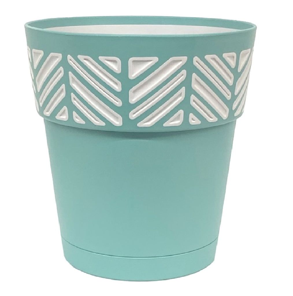 Teal Mosaic Self-Watering Round Resin Planter, 10"