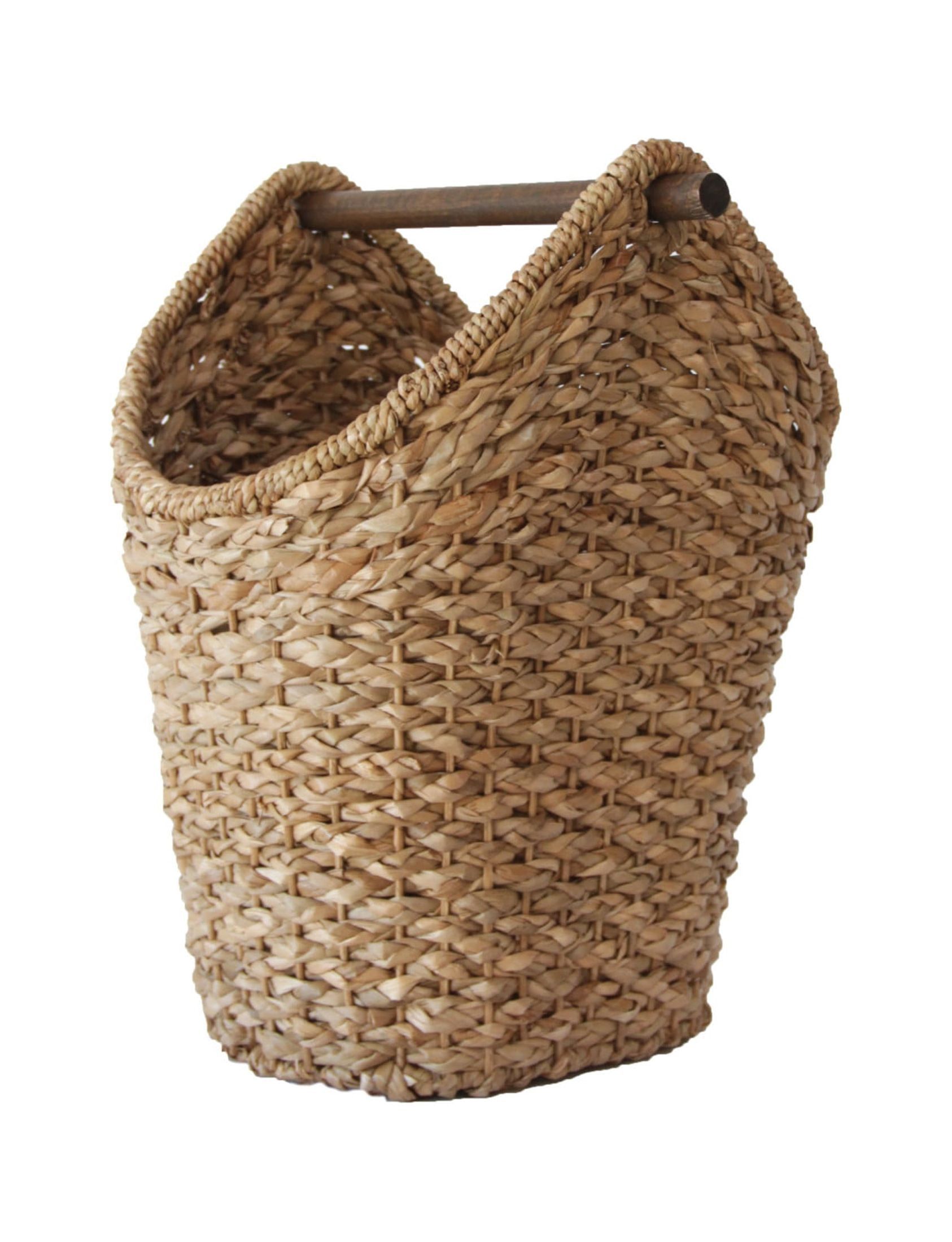 Natural Bankuan Braided Oval Toilet Paper Basket with Wood Bar