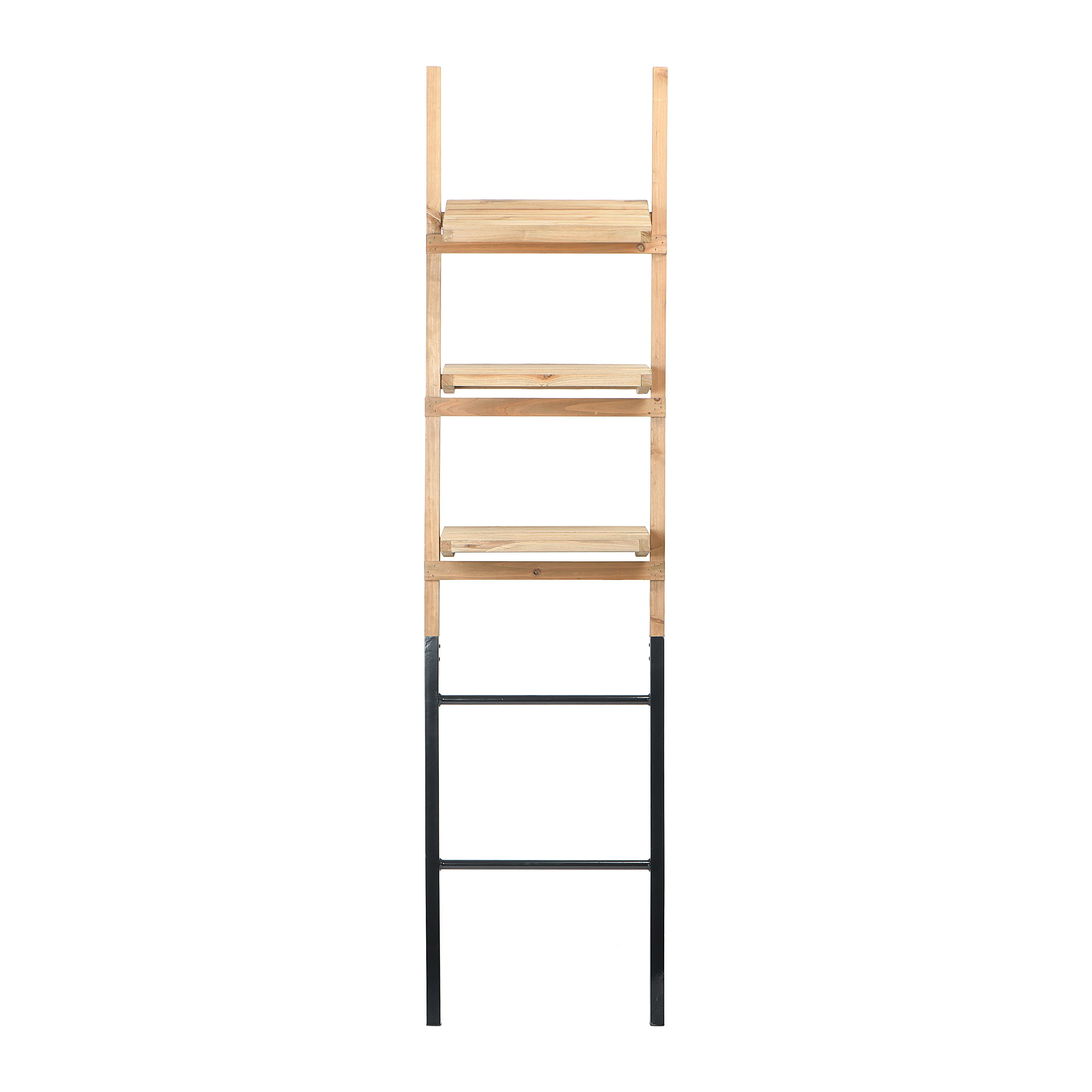 Natural Fir Wood and Metal 72" Ladder Shelf