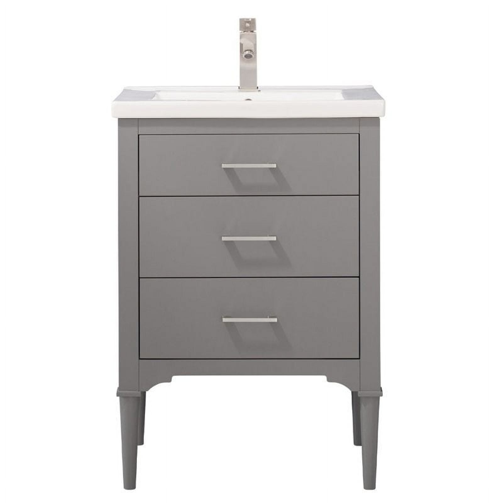 Mason 24" Gray Single Sink Vanity with Porcelain Top