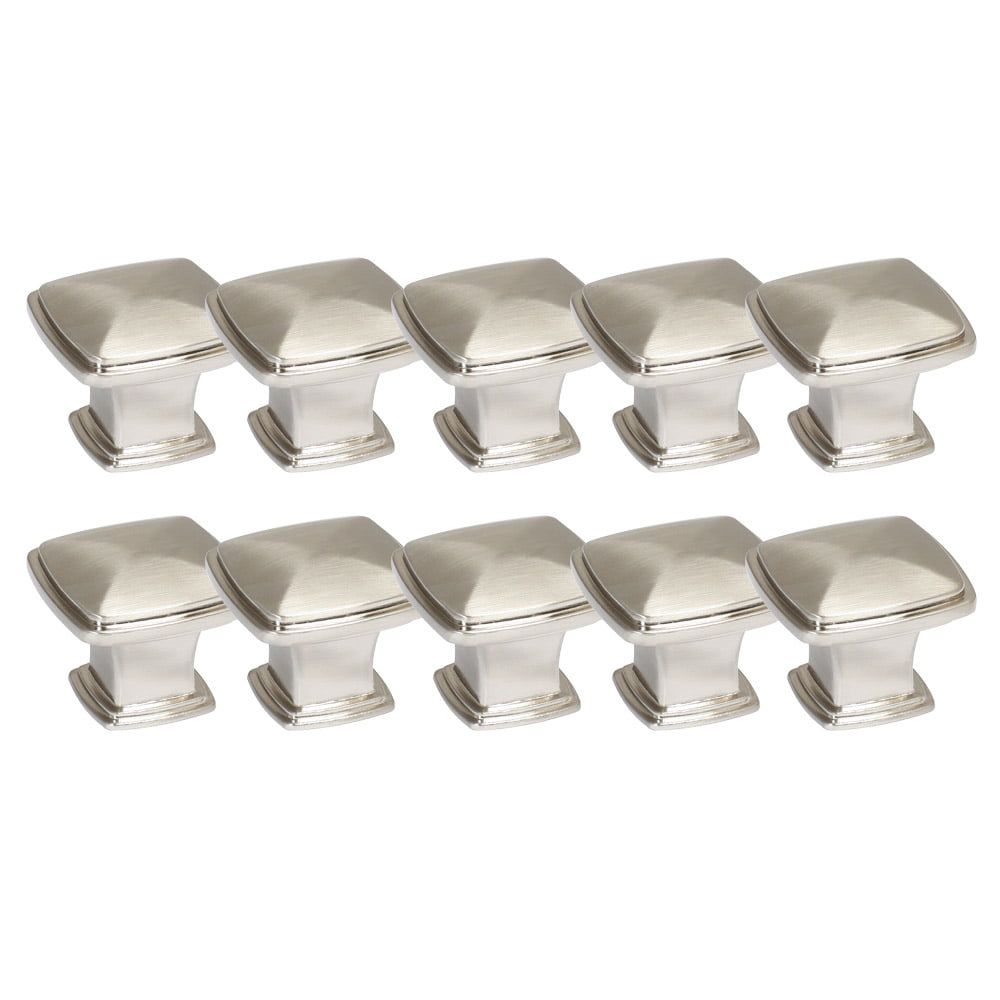 Satin Nickel Square Cabinet Knobs Multipack, Set of 10