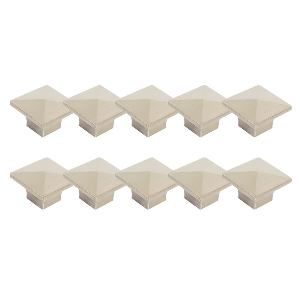 Brushed Nickel Square Cabinet Knob 10-Pack with Mounting Hardware