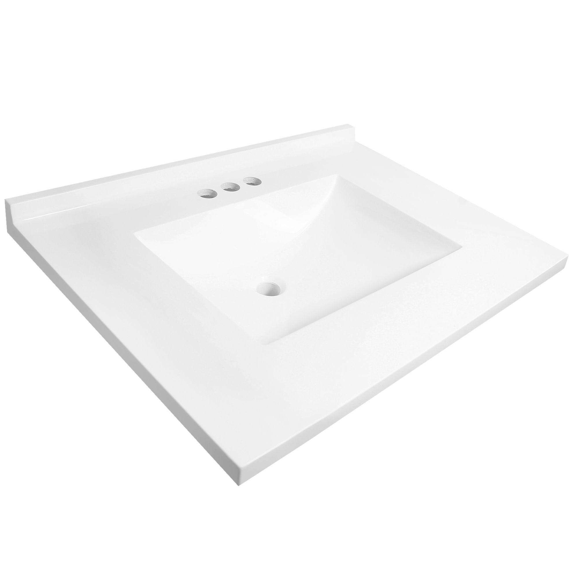 31-Inch Solid White Cultured Marble Vanity Top with Backsplash