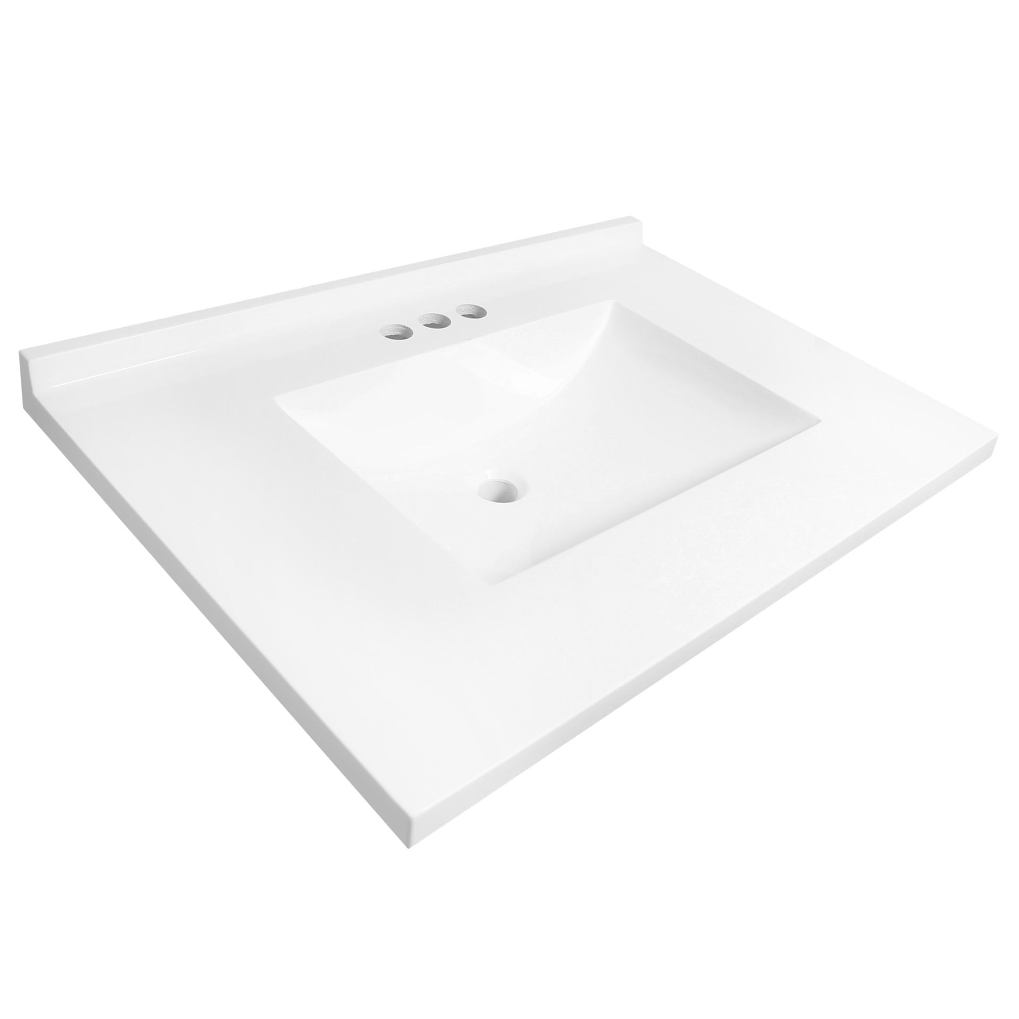 37-Inch White Cultured Marble Vanity Top with Backsplash