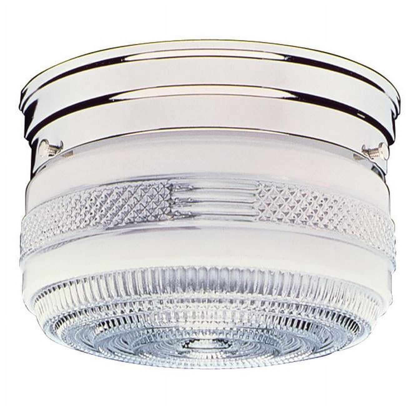 Polished Chrome Glass Drum 2-Light Ceiling Mount