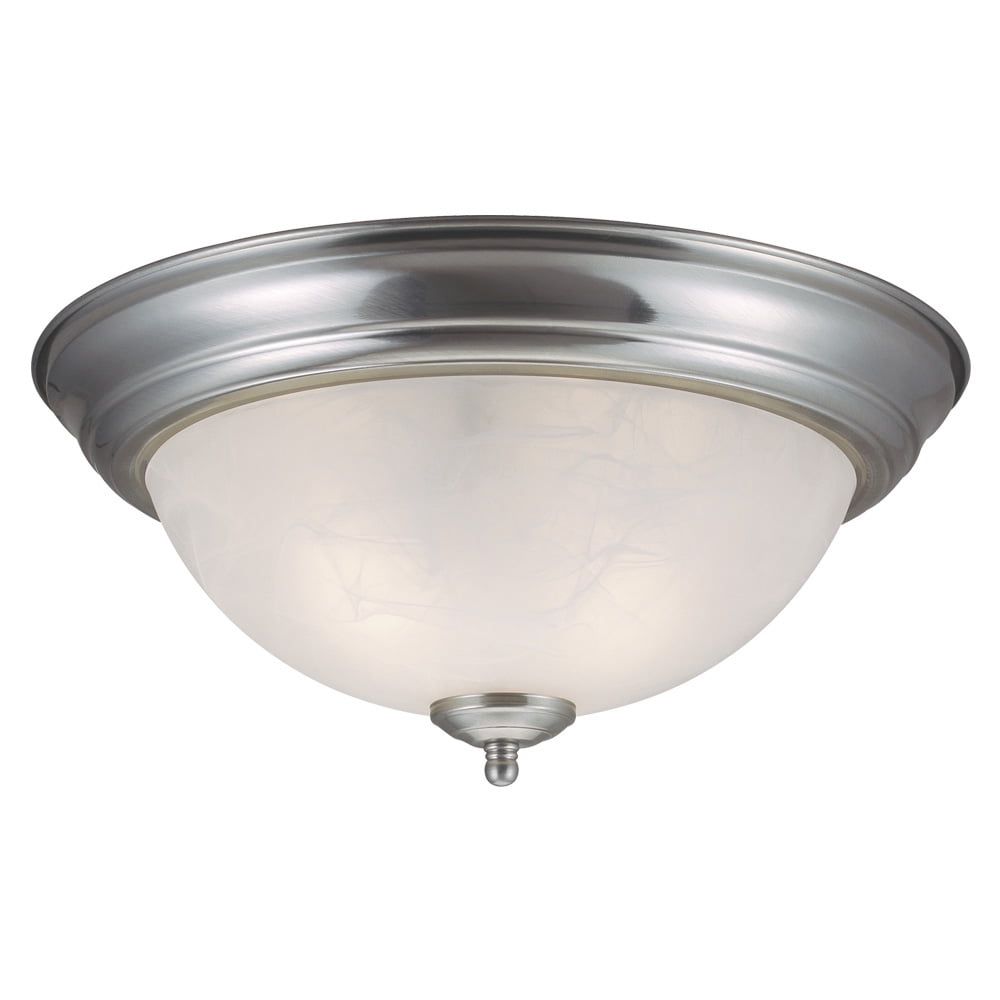 Millbridge Satin Nickel 2-Light Flush Mount Ceiling Light with Alabaster Glass