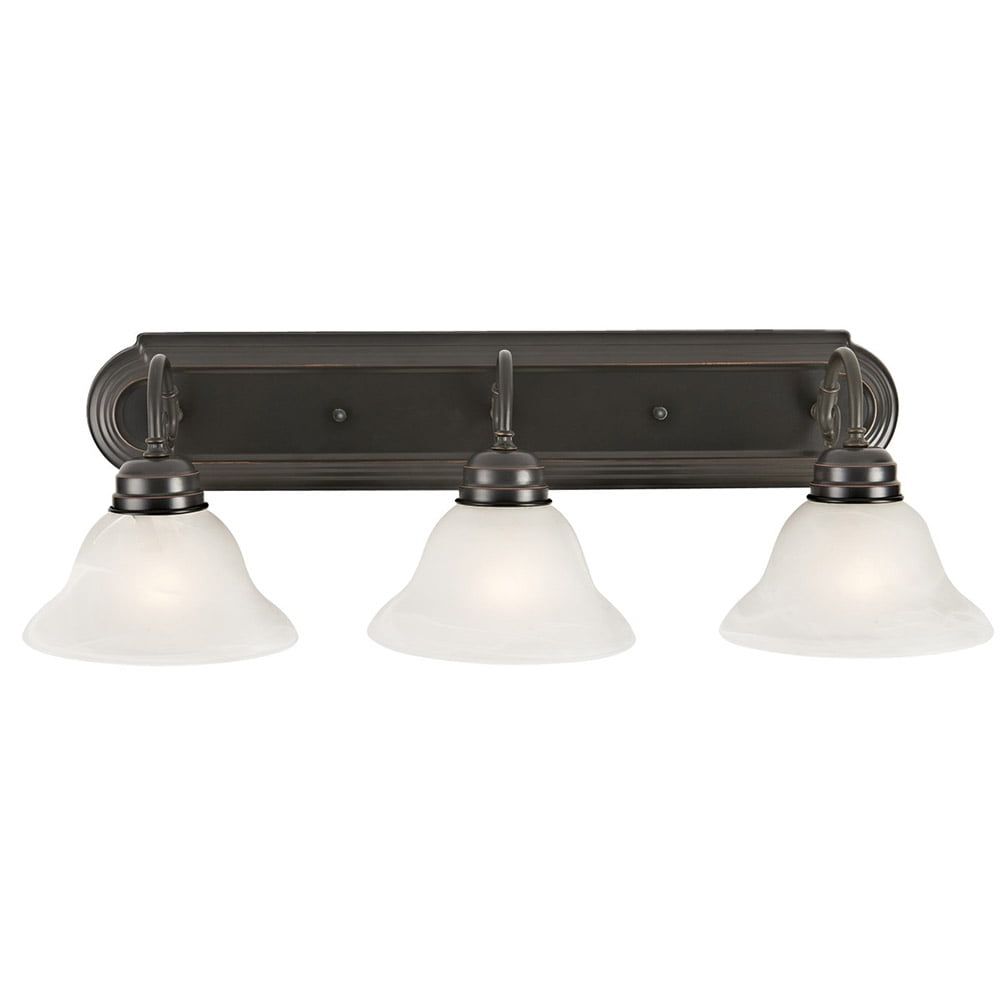 Millbridge Oil-Rubbed Bronze 3-Light Vanity with Alabaster Glass