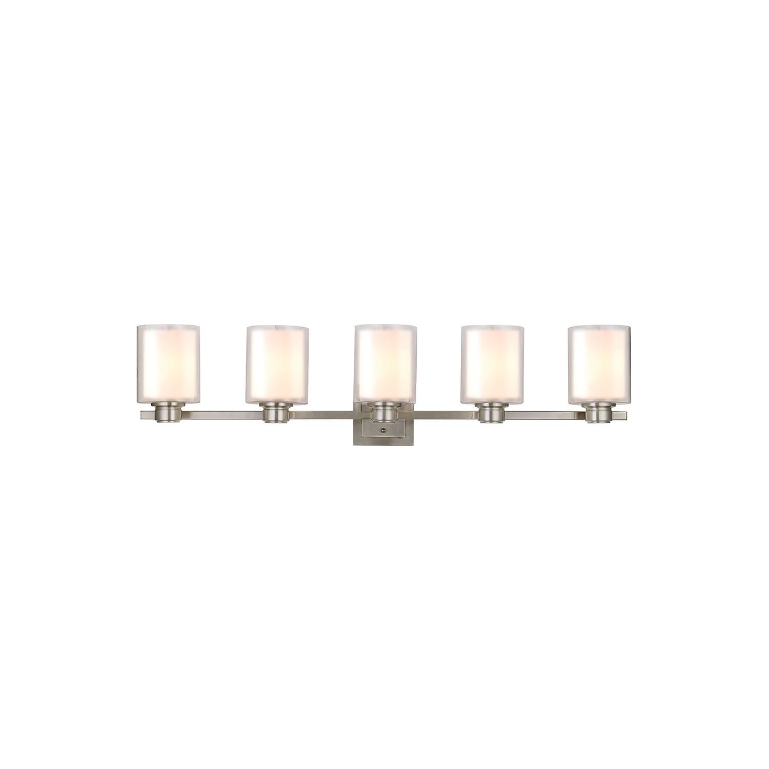 Satin Nickel 5-Light Vanity Fixture with Glass Shades