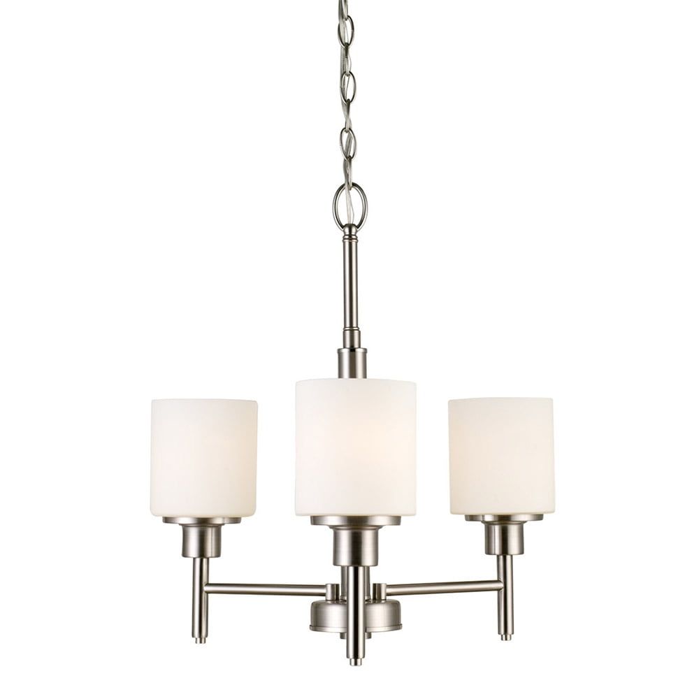 Aubrey Satin Nickel Mini 3-Light Chandelier with Frosted Glass