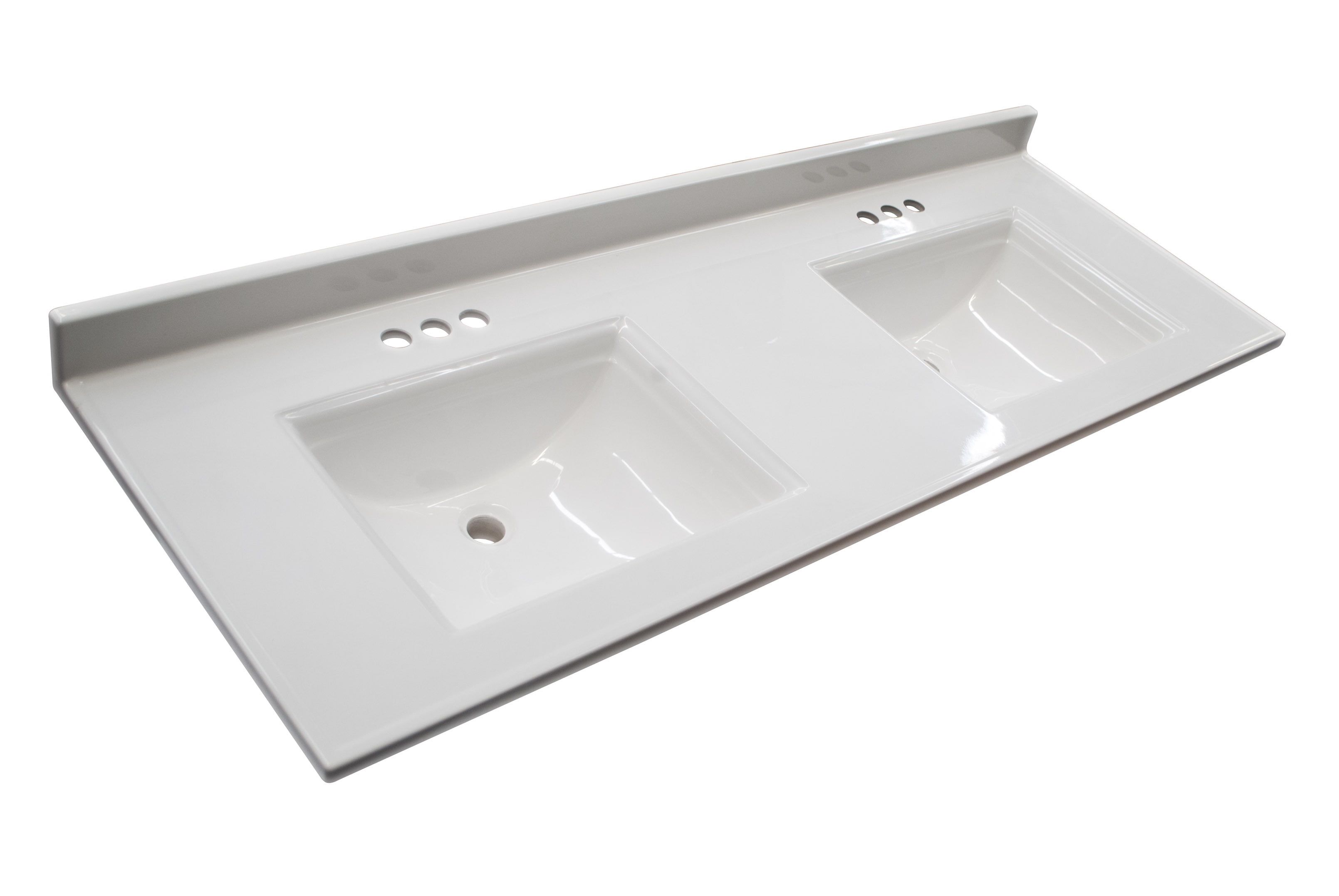 Camilla 61-Inch Solid White Cultured Marble Double Bowl Vanity Top