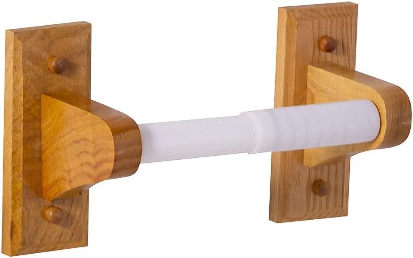 Honey Oak Wall-Mounted Toilet Paper Holder