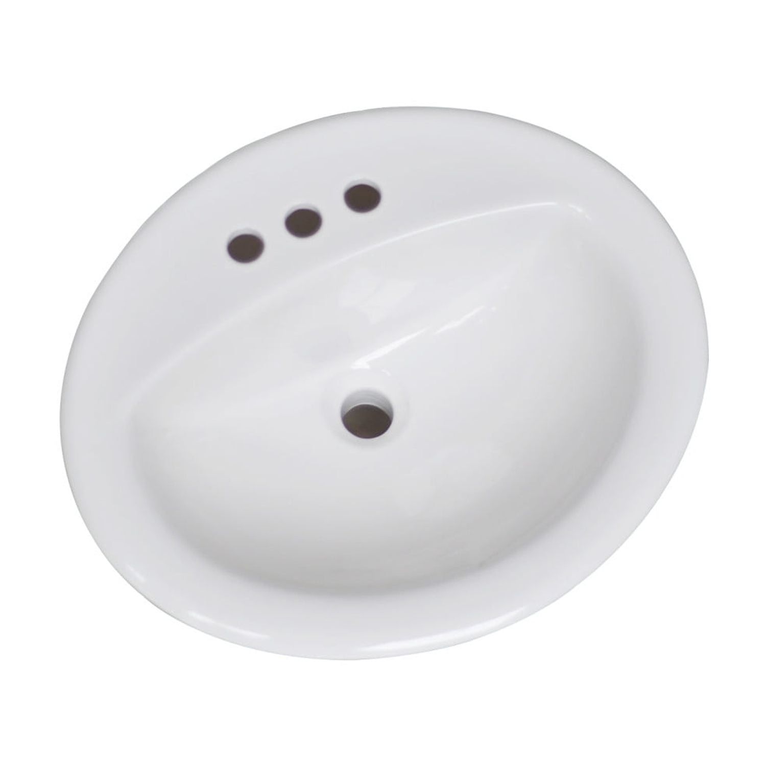 White Ceramic Oval Drop-In Sink with Pre-Drilled Holes