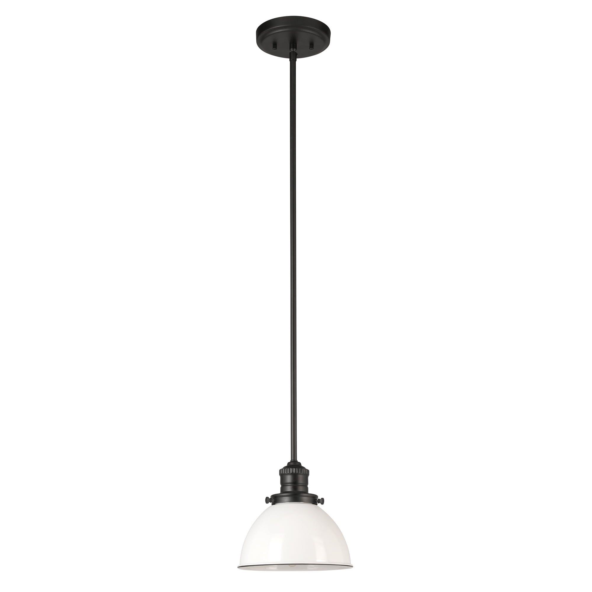 Savannah Matte Black and White Metal Farmhouse Pendant Light