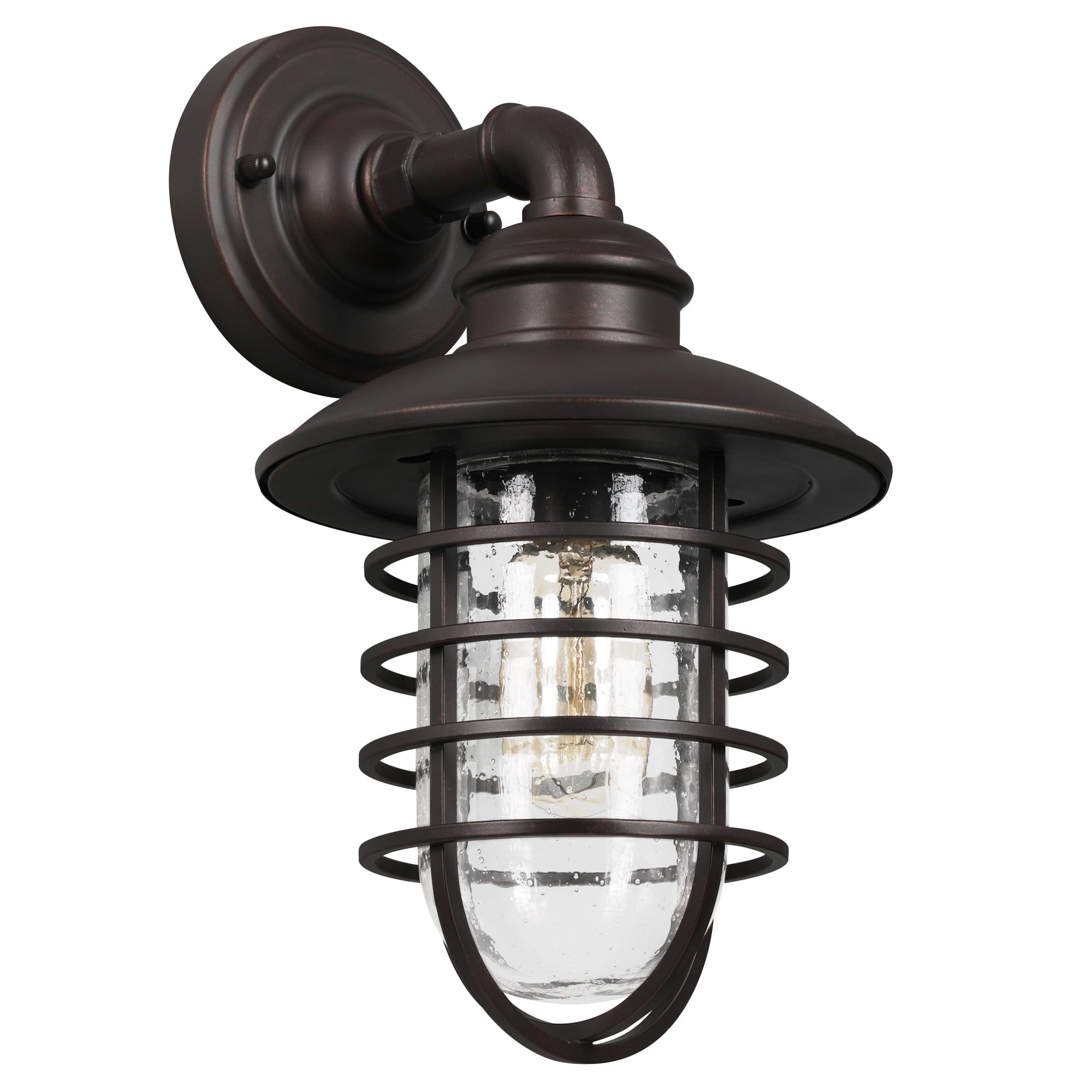 Stevenson 8.75'' Bronze Industrial Dimmable Seedy Glass Wall Light